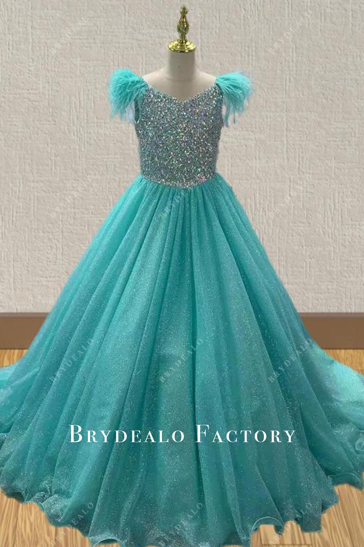Crystals Tiffany V-Neck A-Line Miss Teen Pageant Dress
