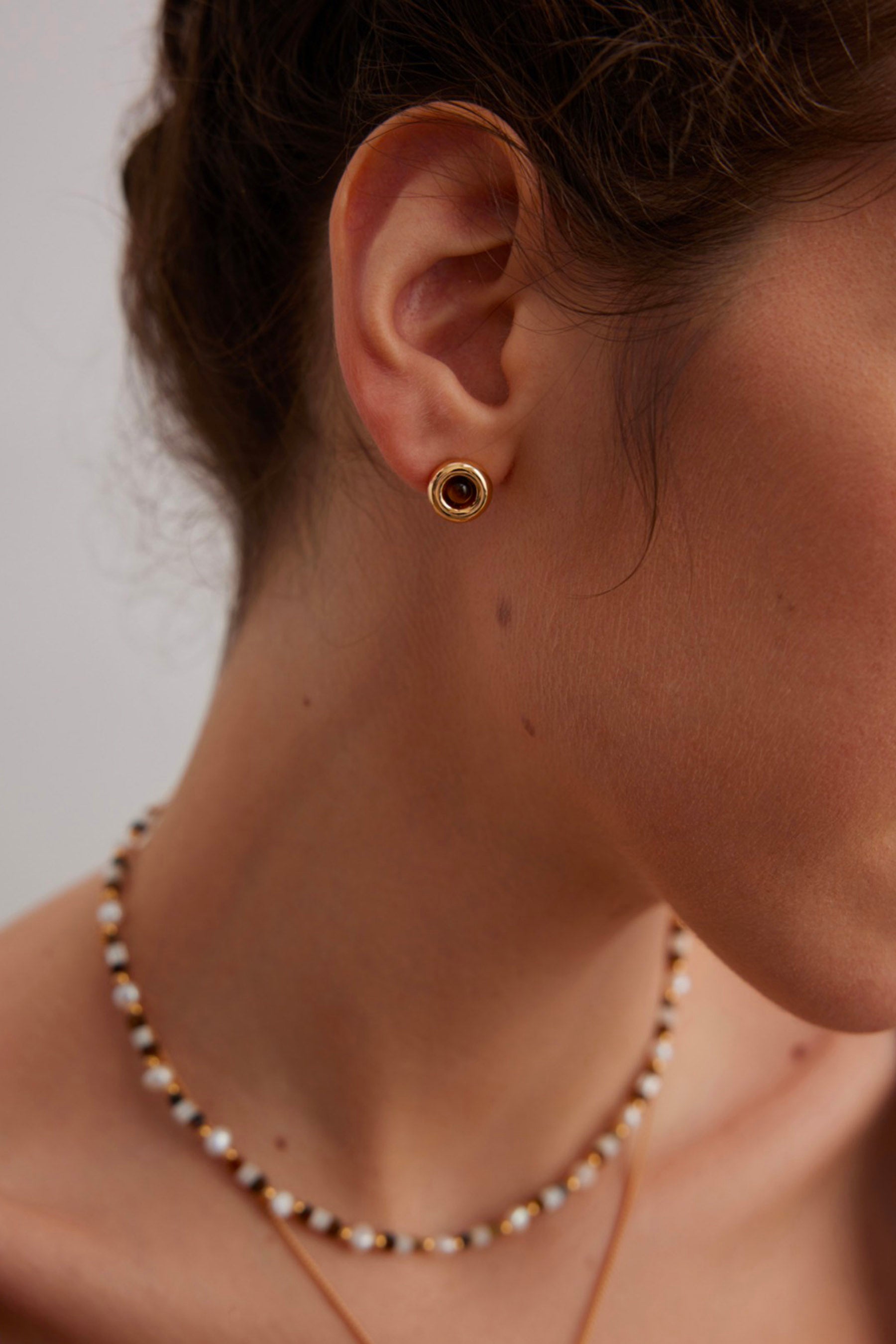 tiger eye silver set earrings