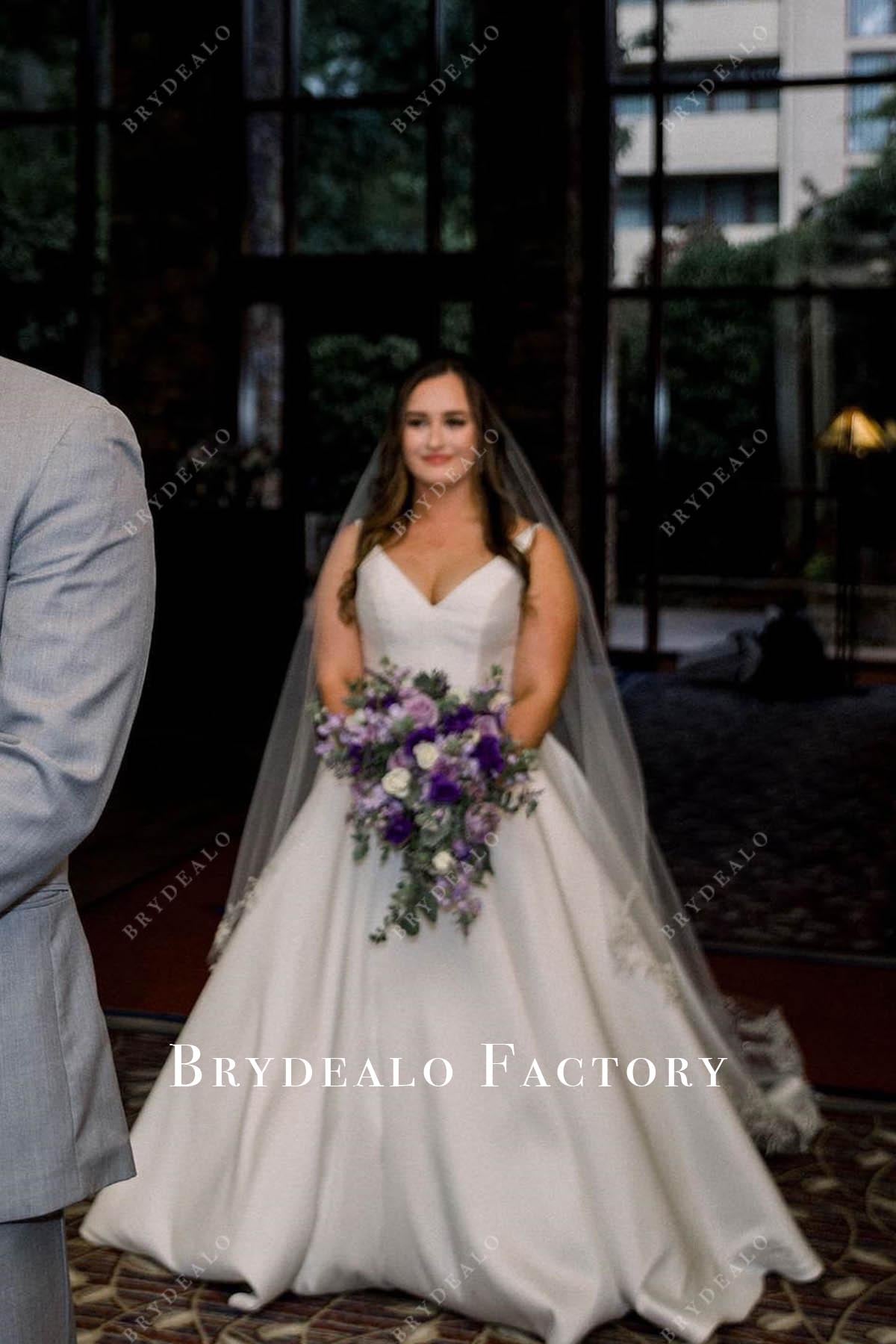 timeless v neck wedding dress