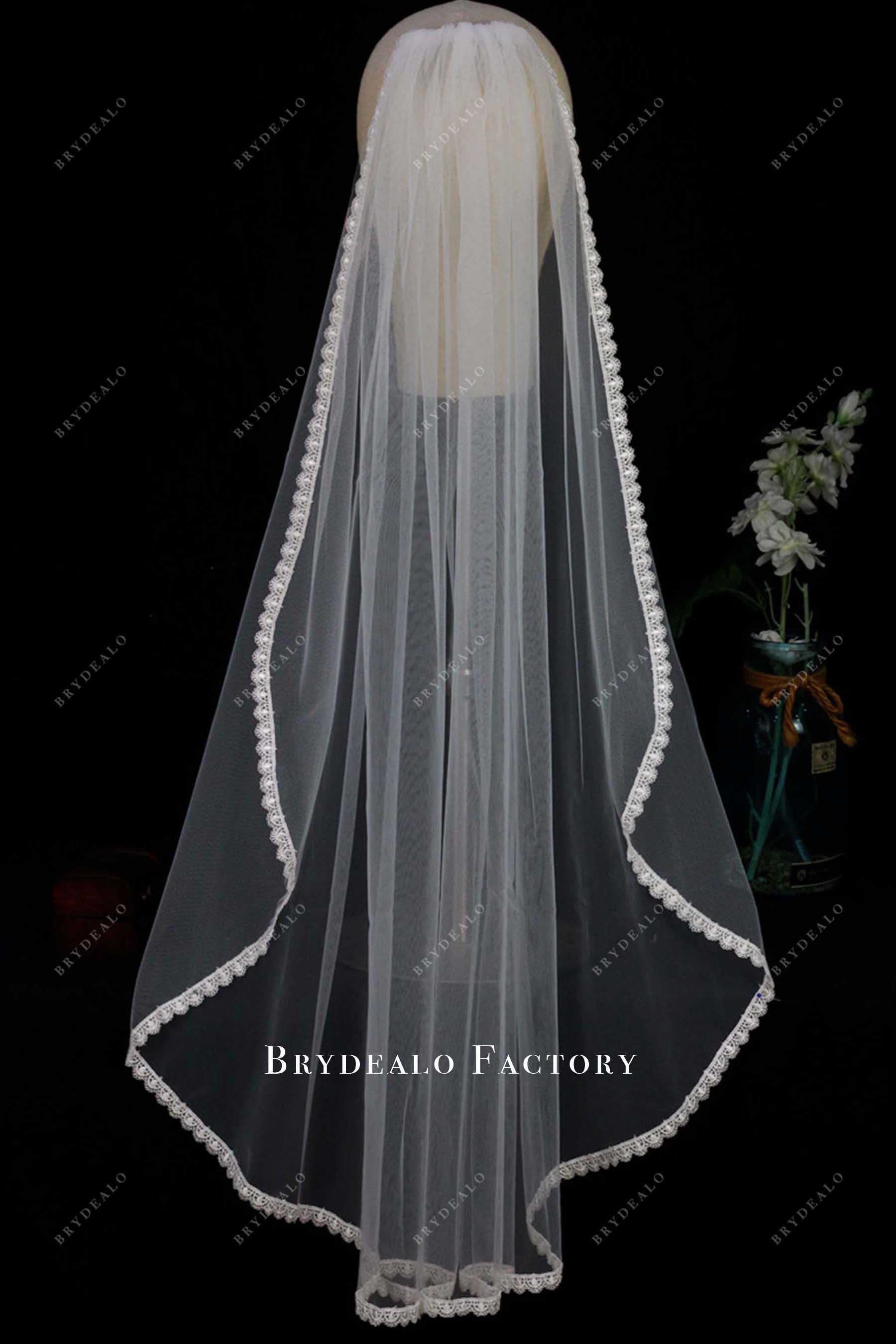 tulle lace edge bridal veil