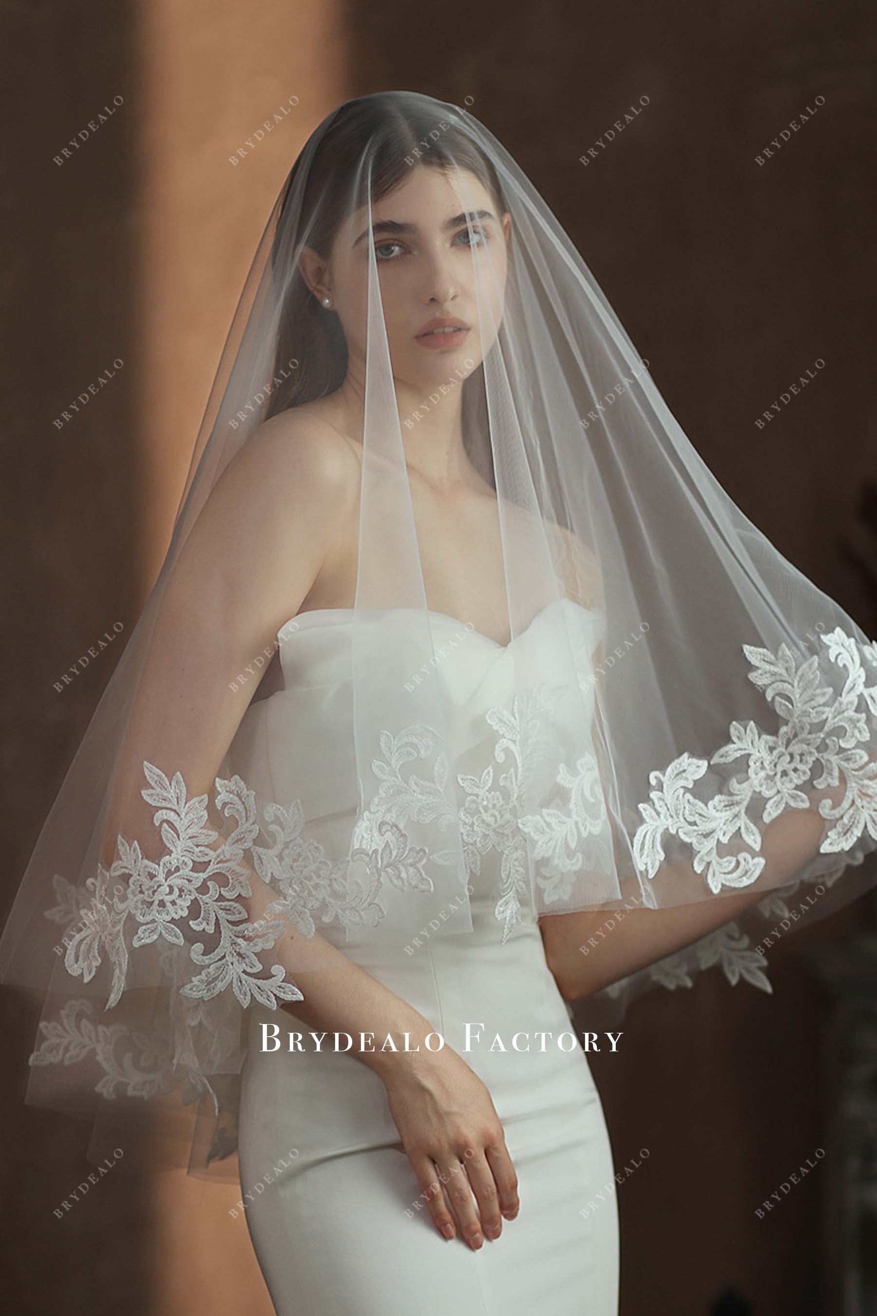 tulle lace motifs bridal veil