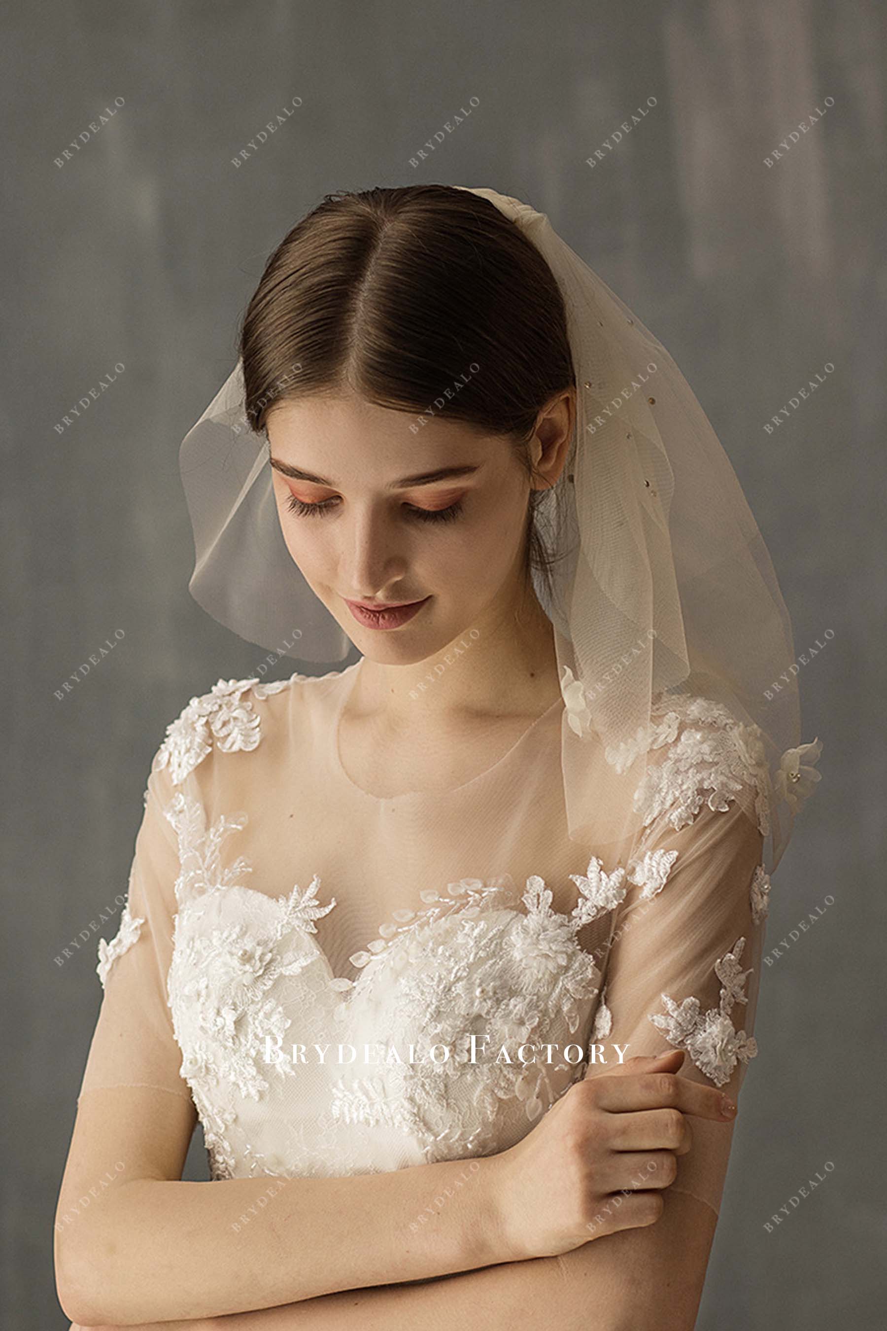 tulle shoulder length bridal veil