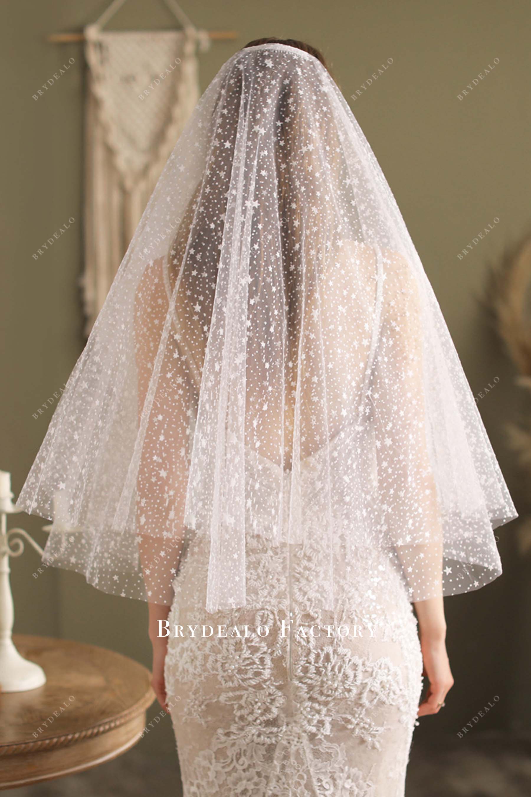 tulle star bridal veil