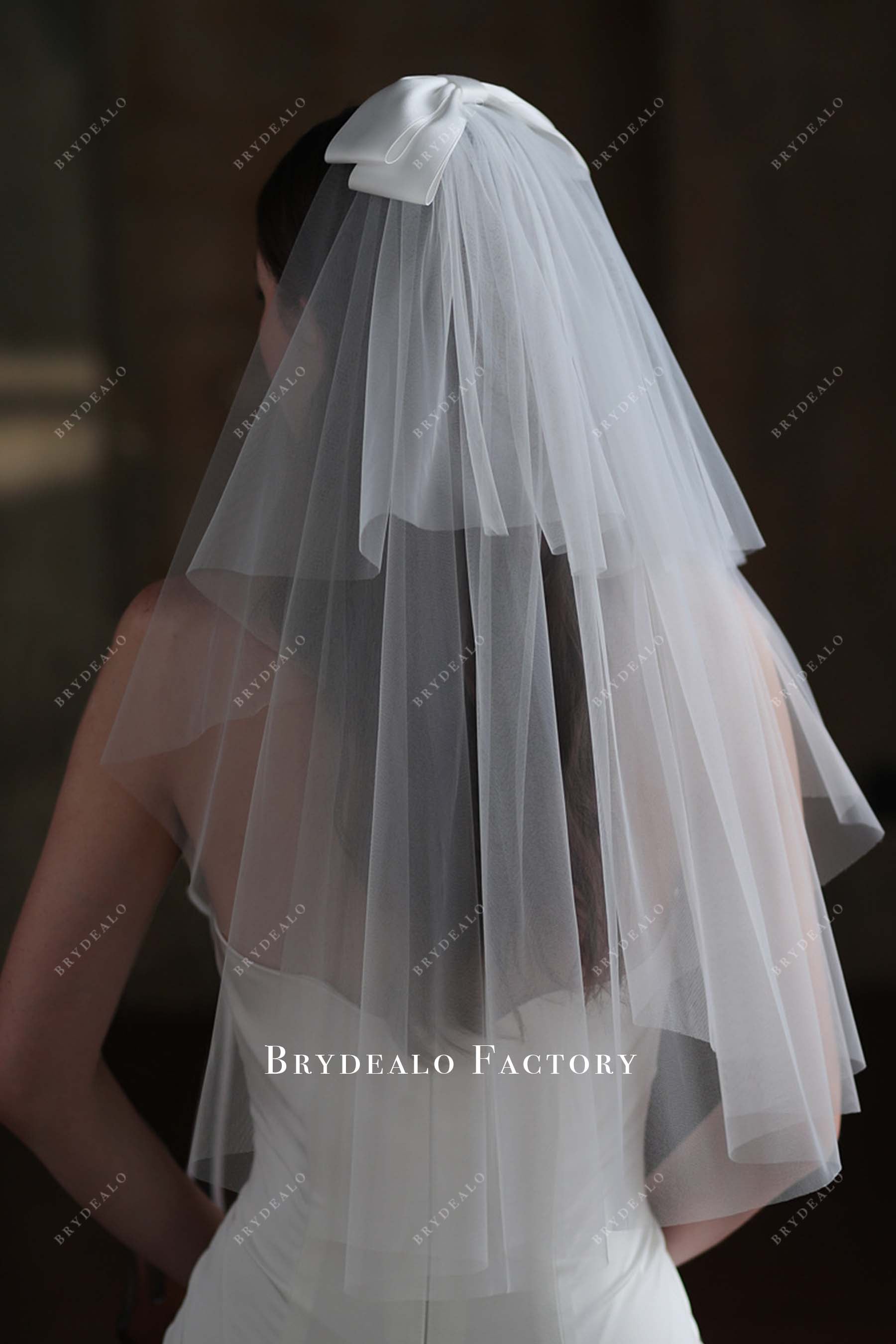 Two-Tier Tulle Pearls Elbow-Length Bridal Veil