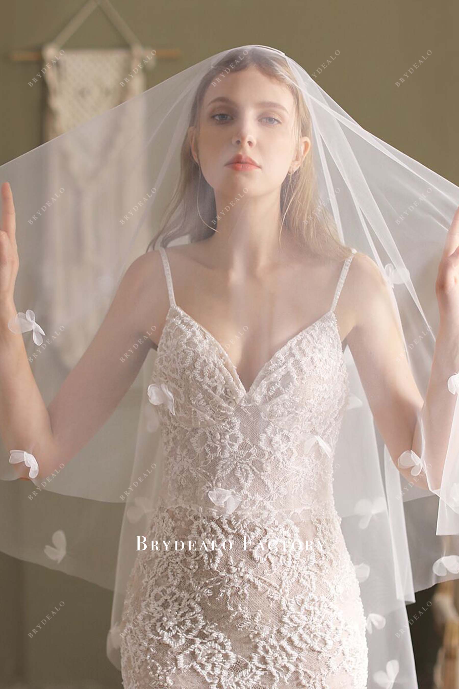 raw cut tulle wedding veil