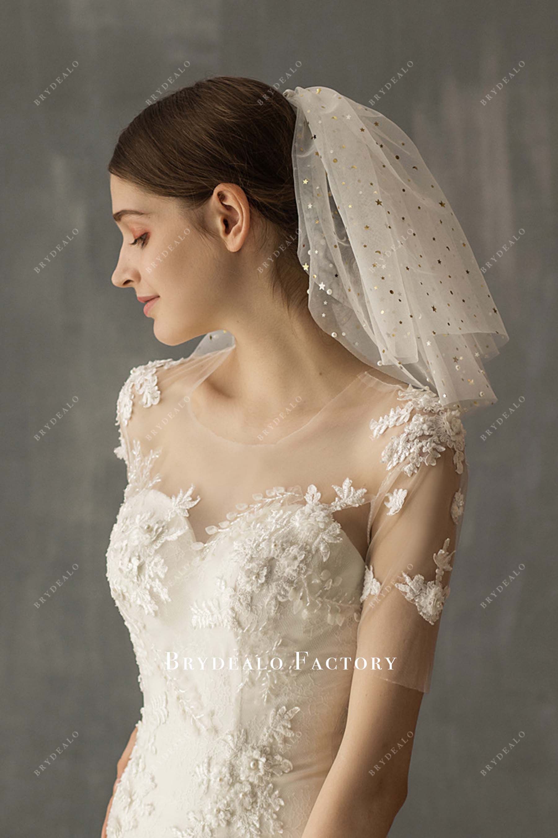 two tier raw cut bridal veil