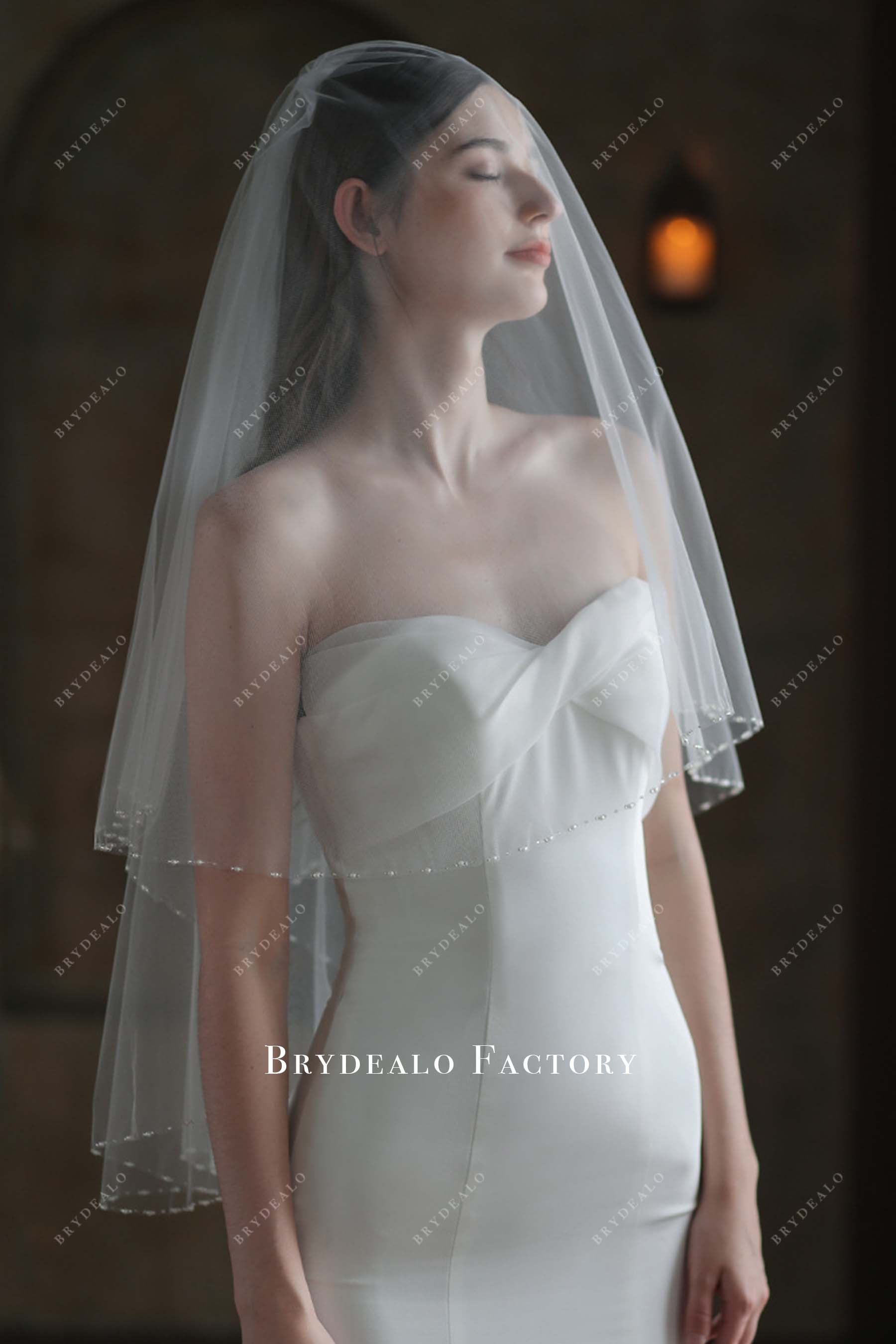two tier tulle bridal veil