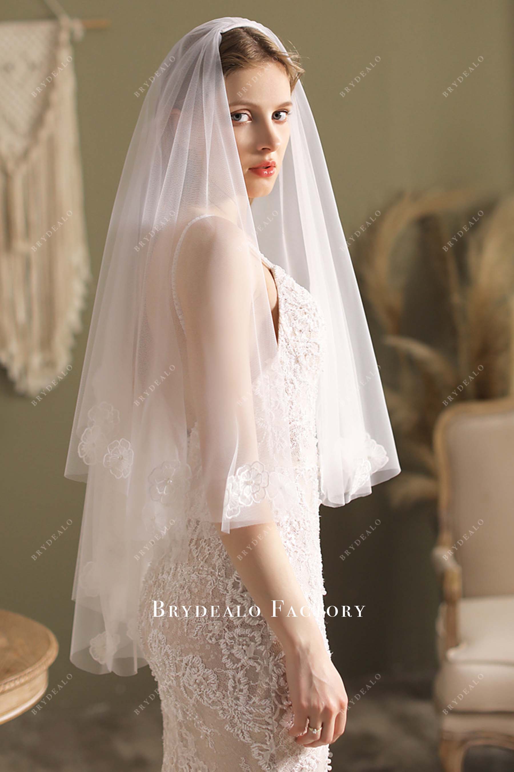two tier tulle bridal veil