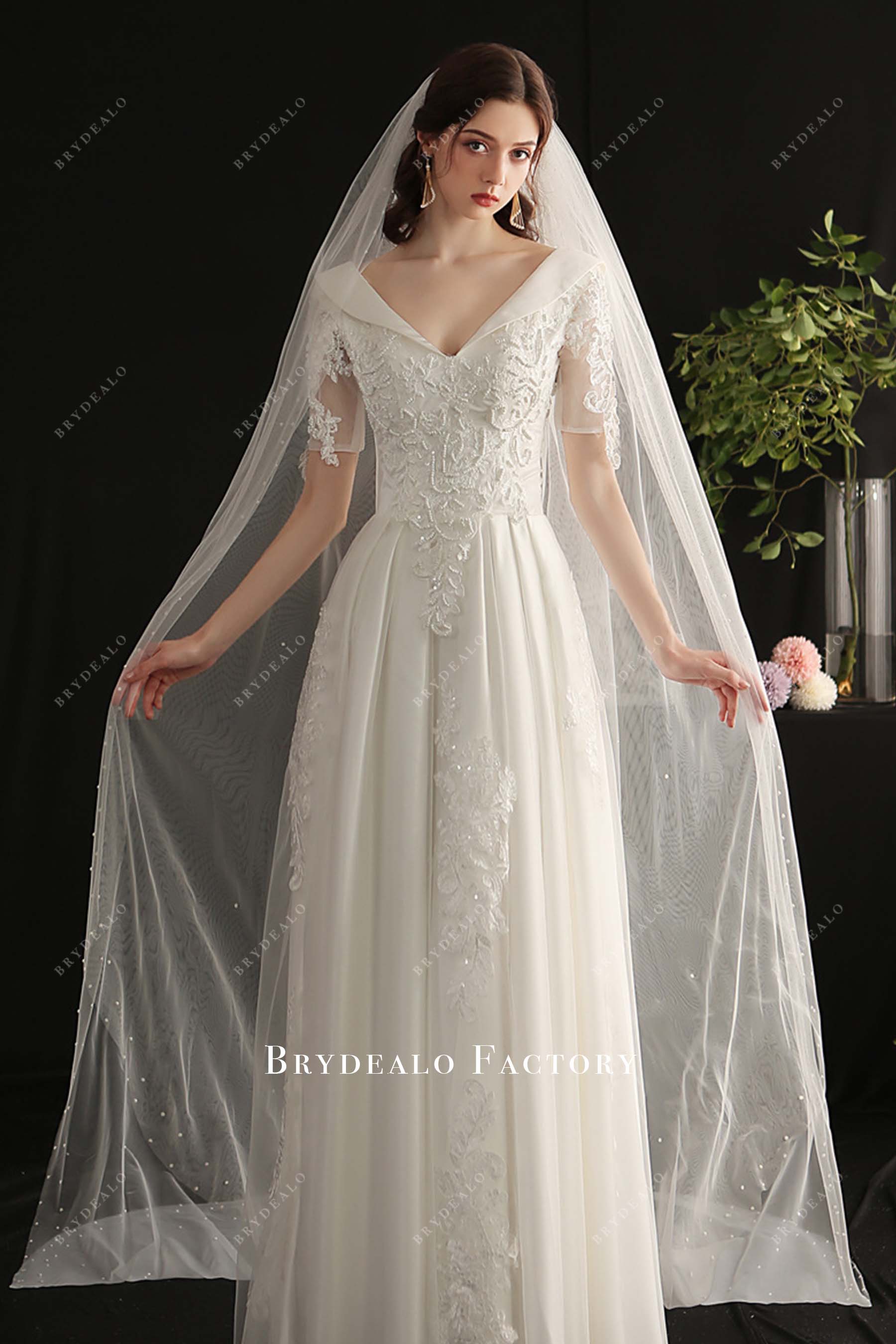 two tier tulle bridal veil