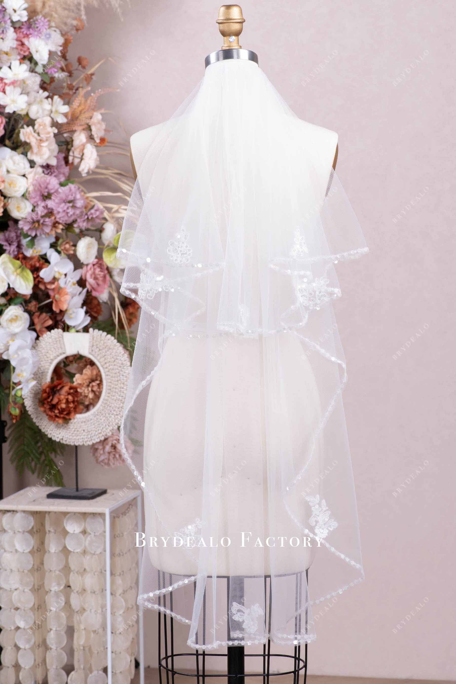 two tier tulle lace veil