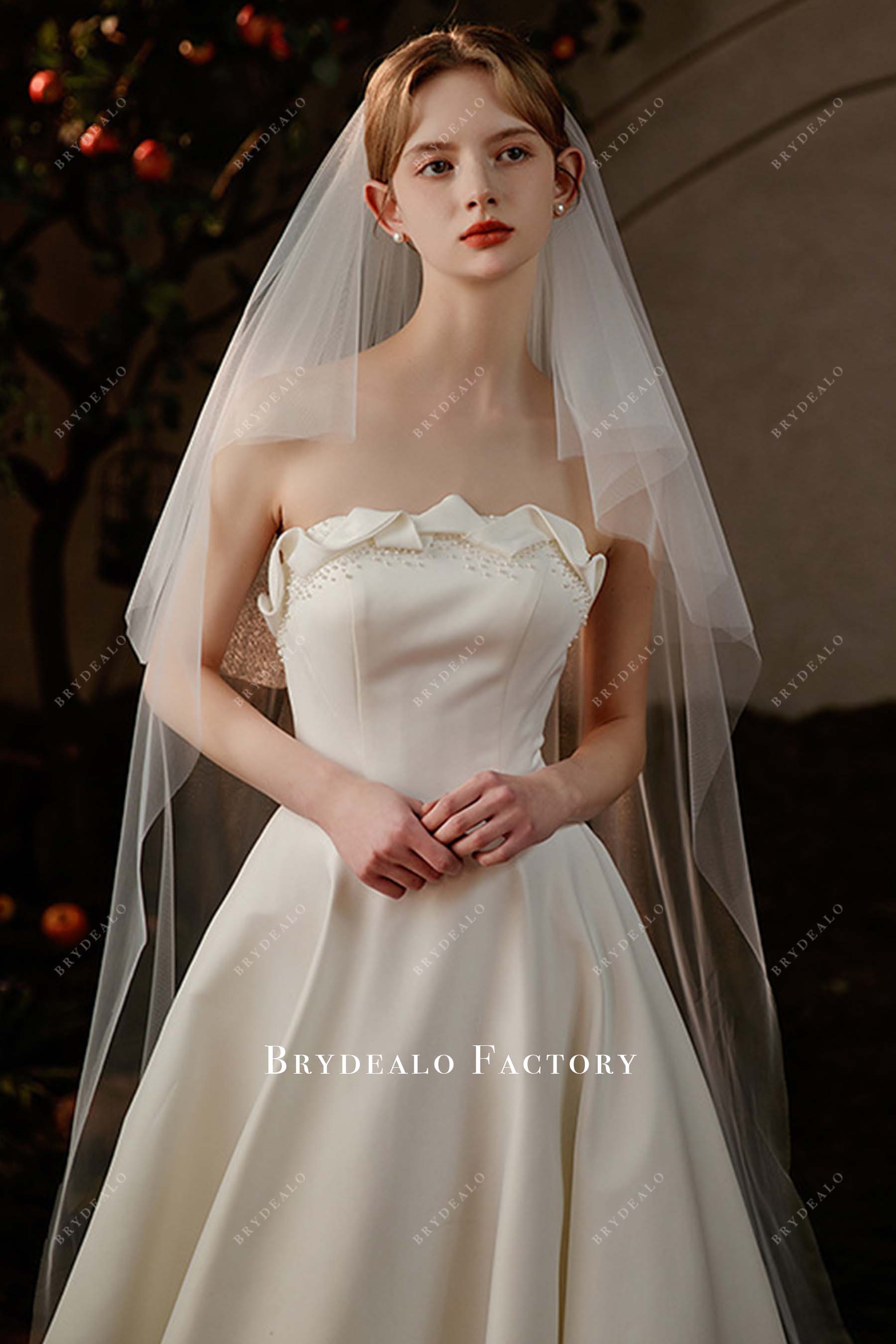 two tier tulle raw cut bridal veil