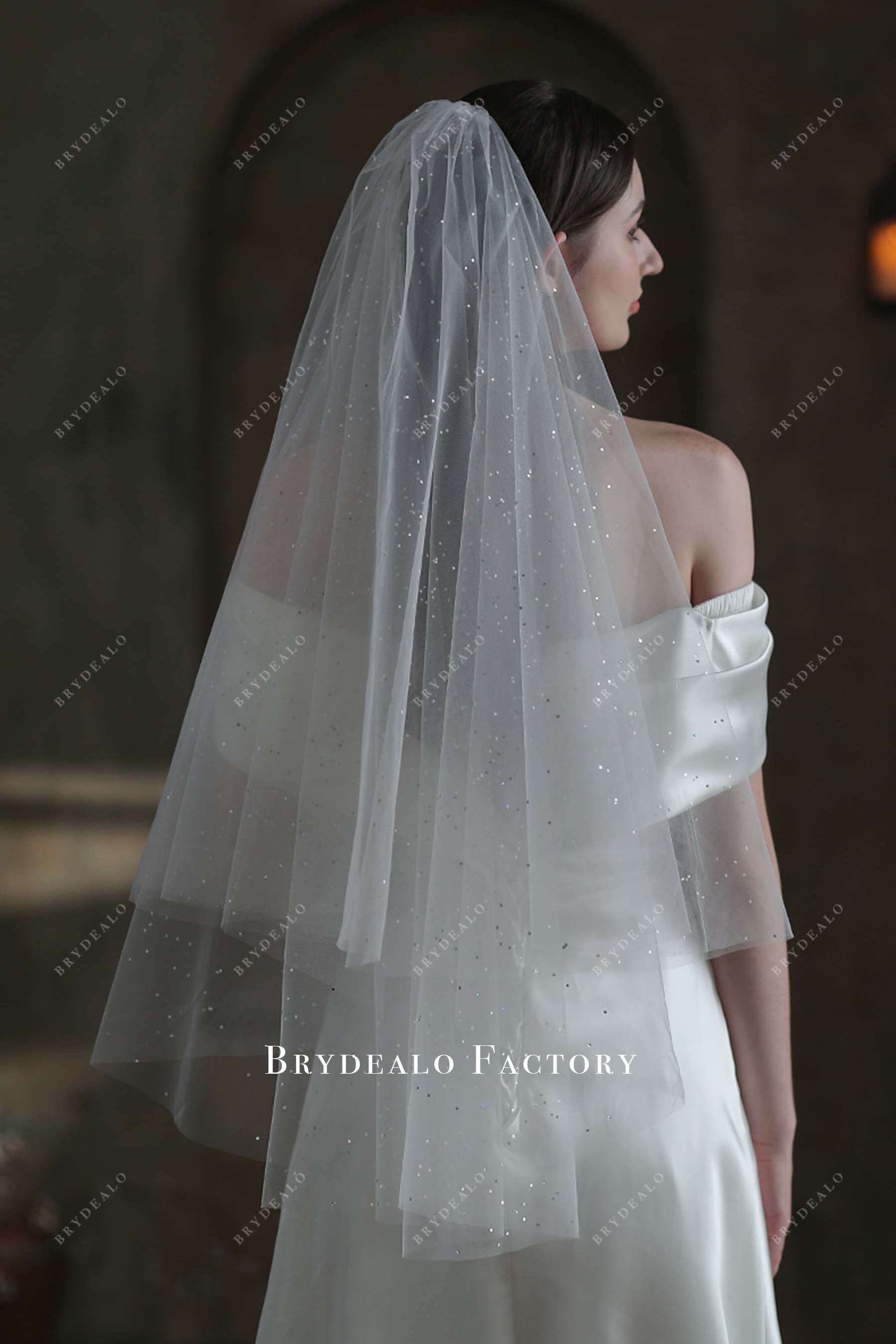 two tier tulle wedding veil