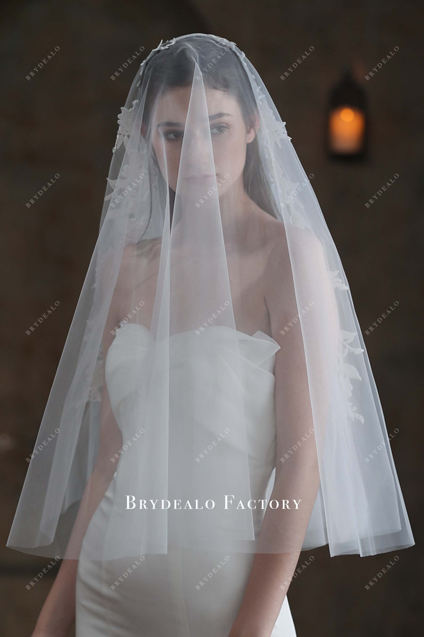 two tier tulle wedding veil
