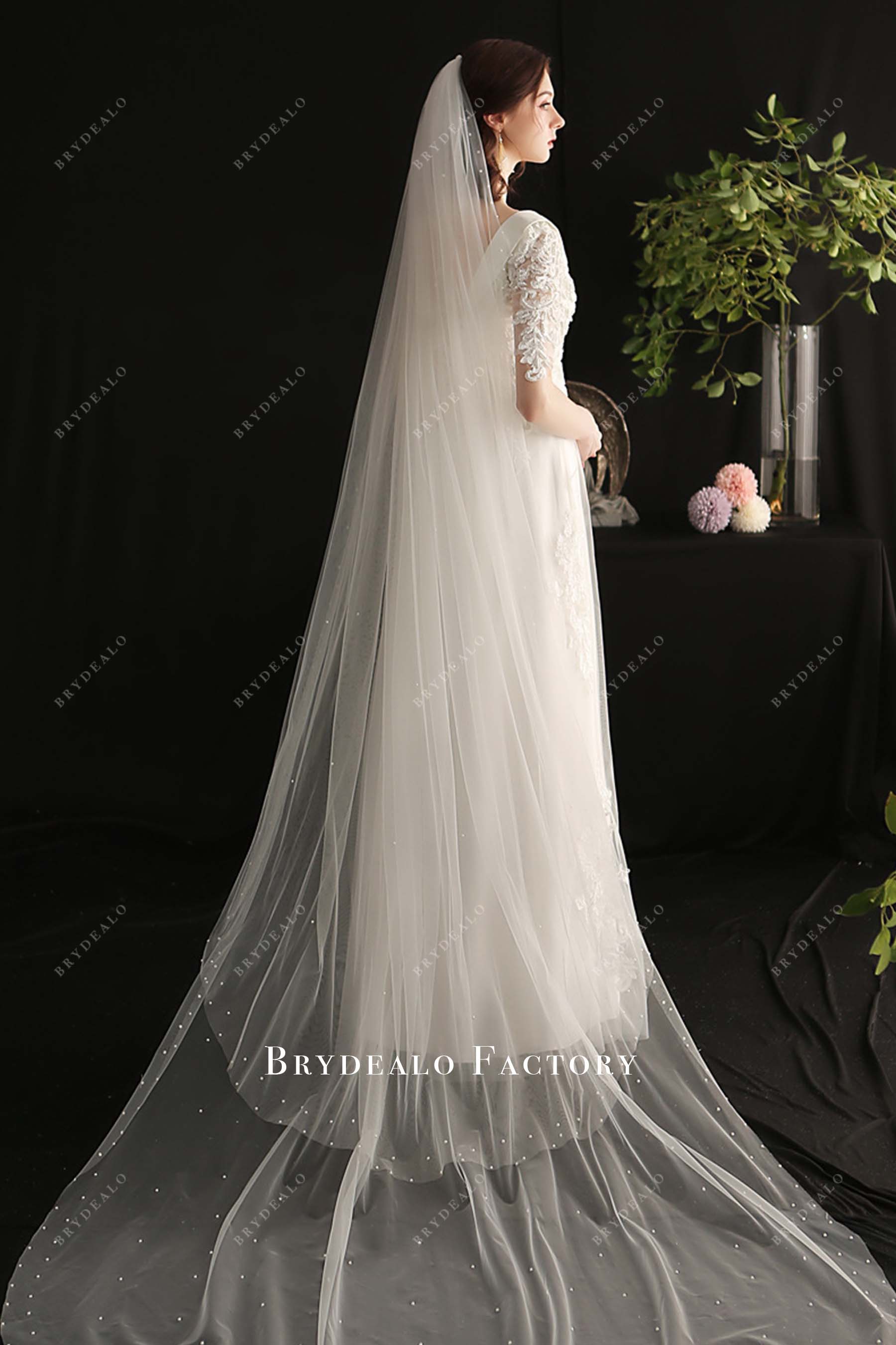 two tier tulle wedding veil