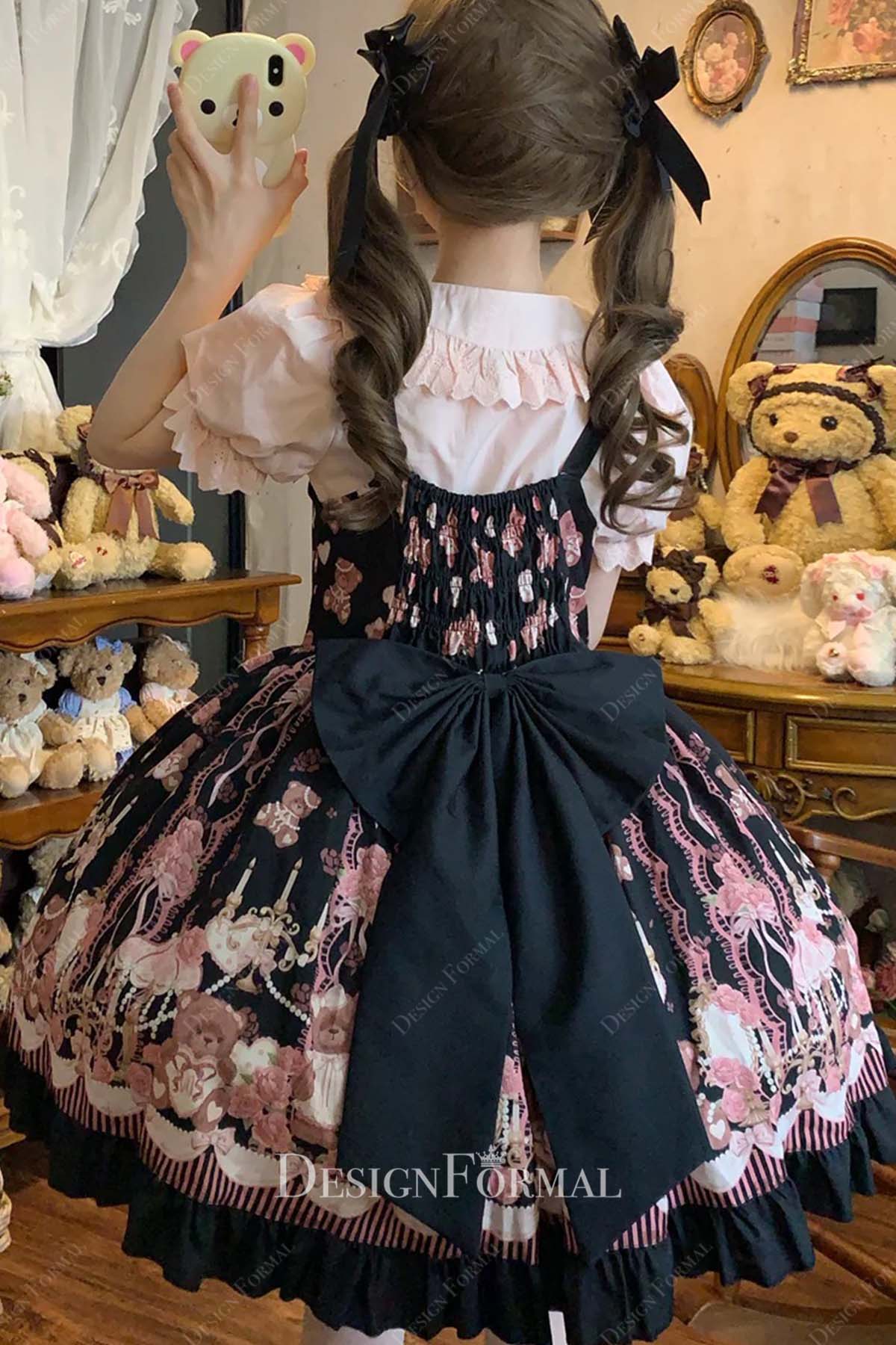 two tone long sleeves mini lolita dress