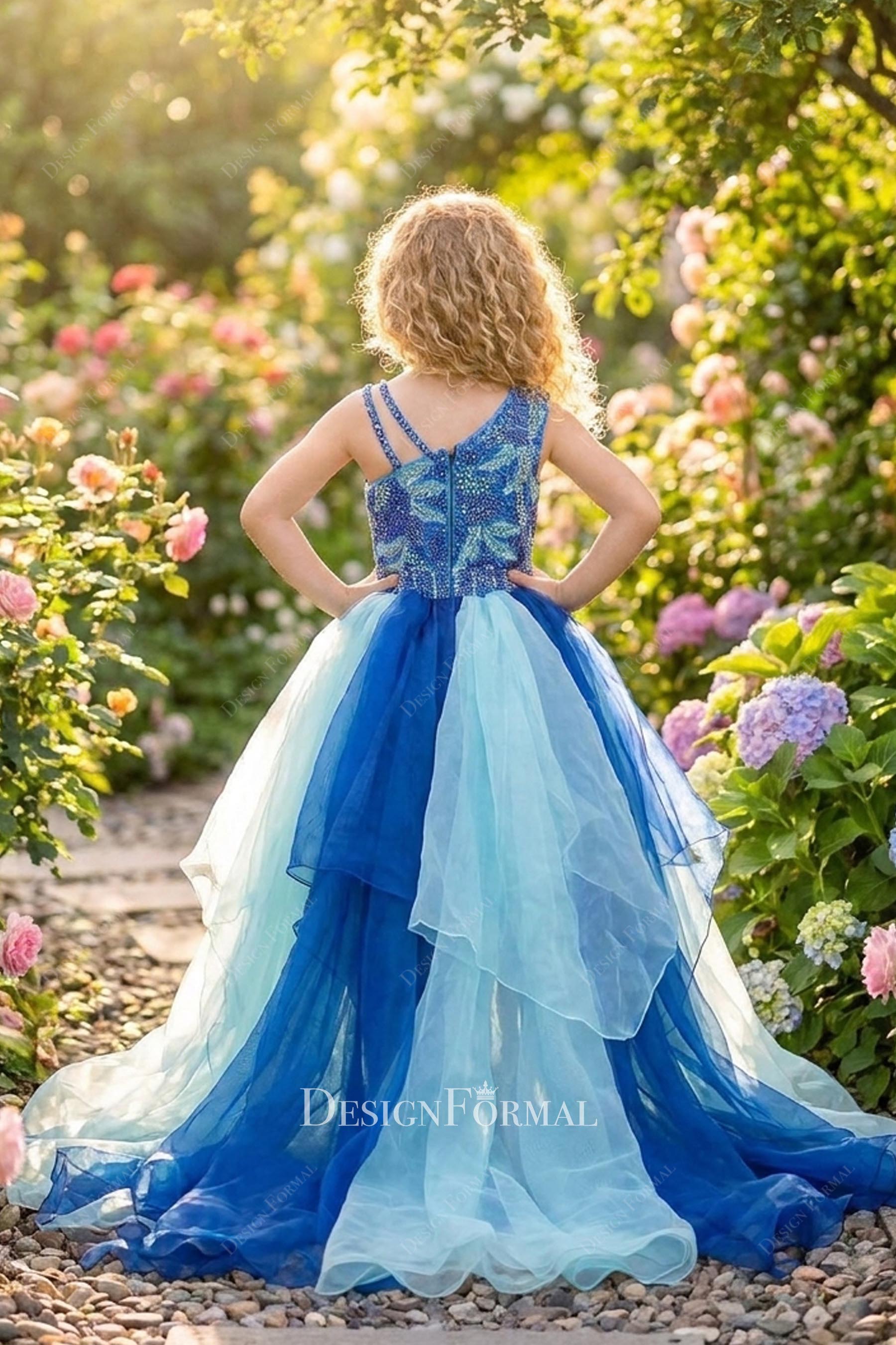 two tone organza overskirt pageant dress