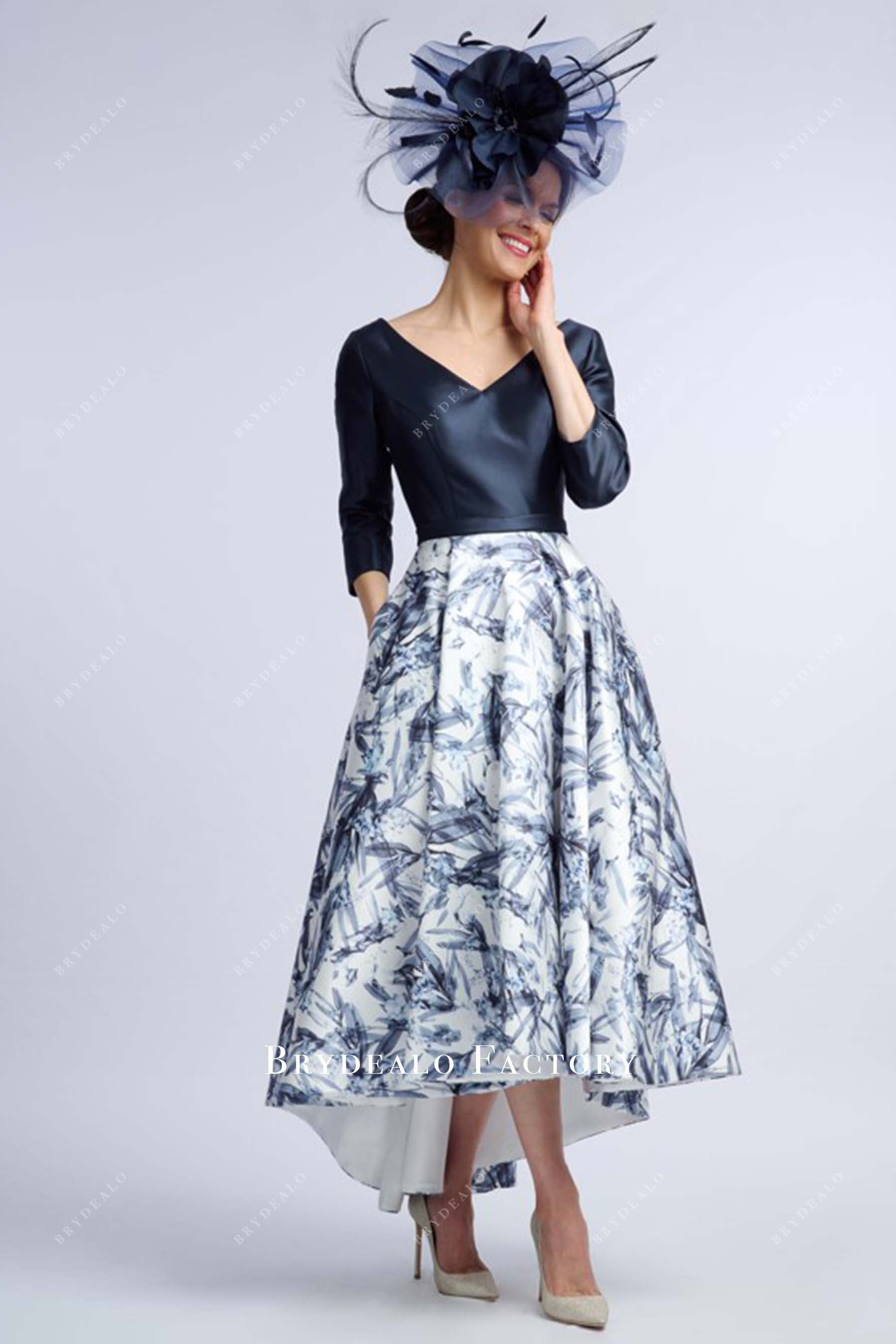 two tone satin high to low mother of dress