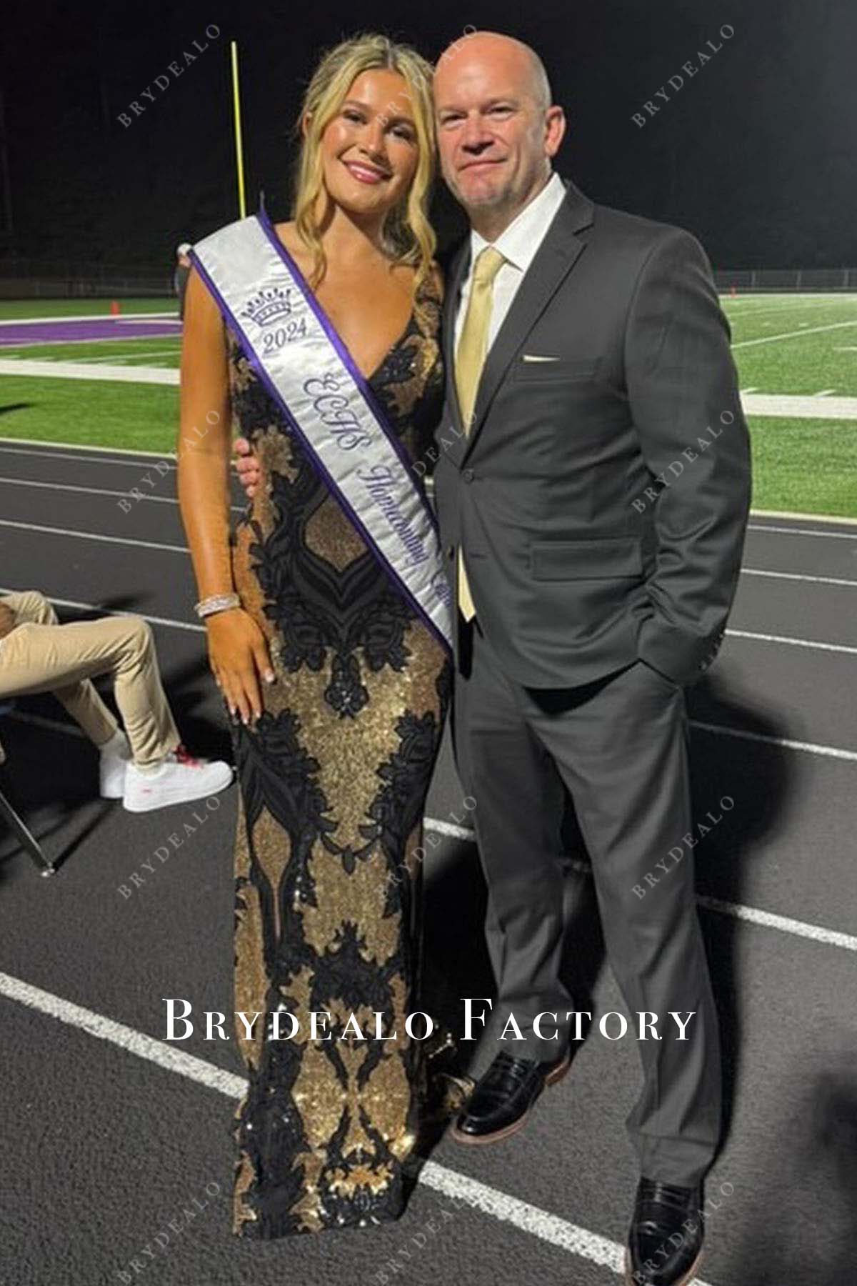 two tone sequined sleeveless homecoming dress