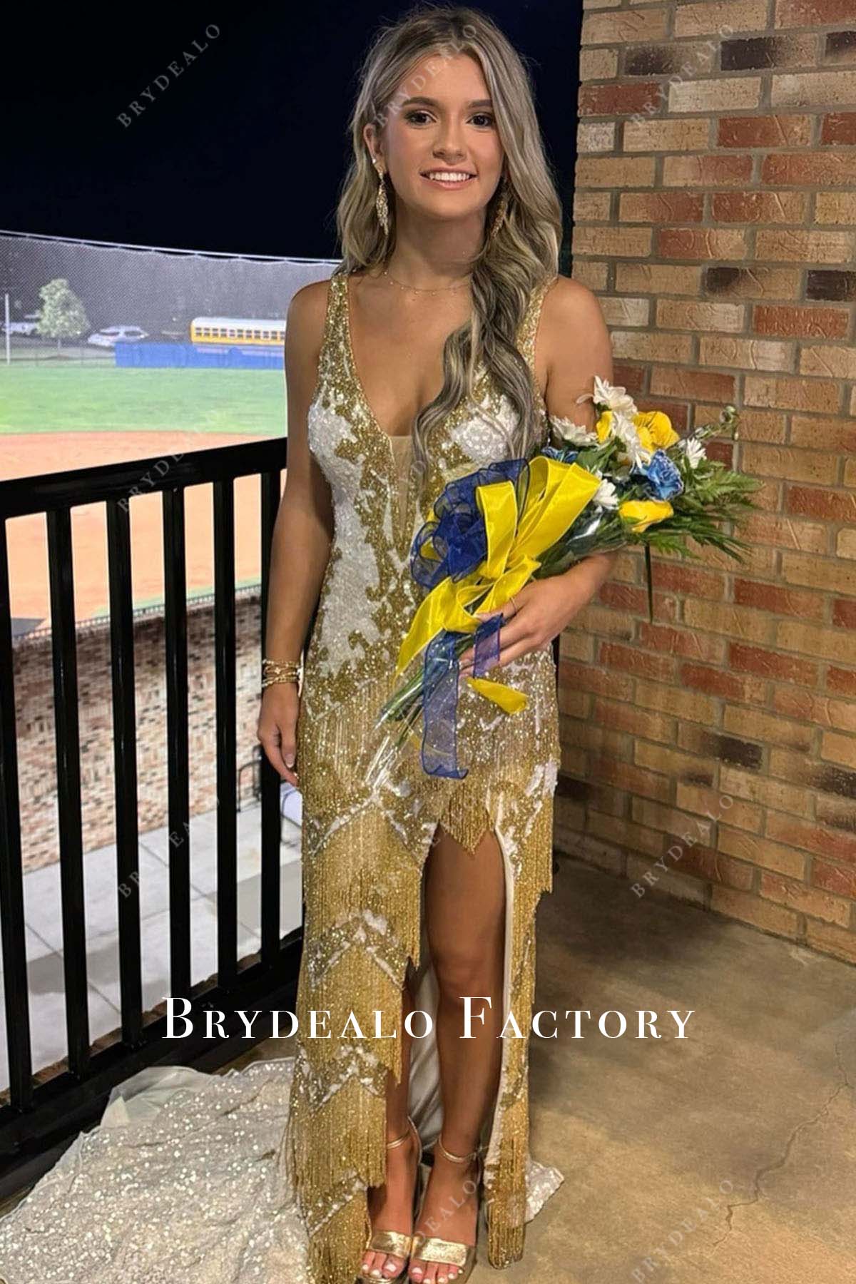 Homecoming Dress | Two-Tone Sequined V-Neck Formal Gown Homecoming Dress | Two-Tone Sequined V-Neck Formal Gown