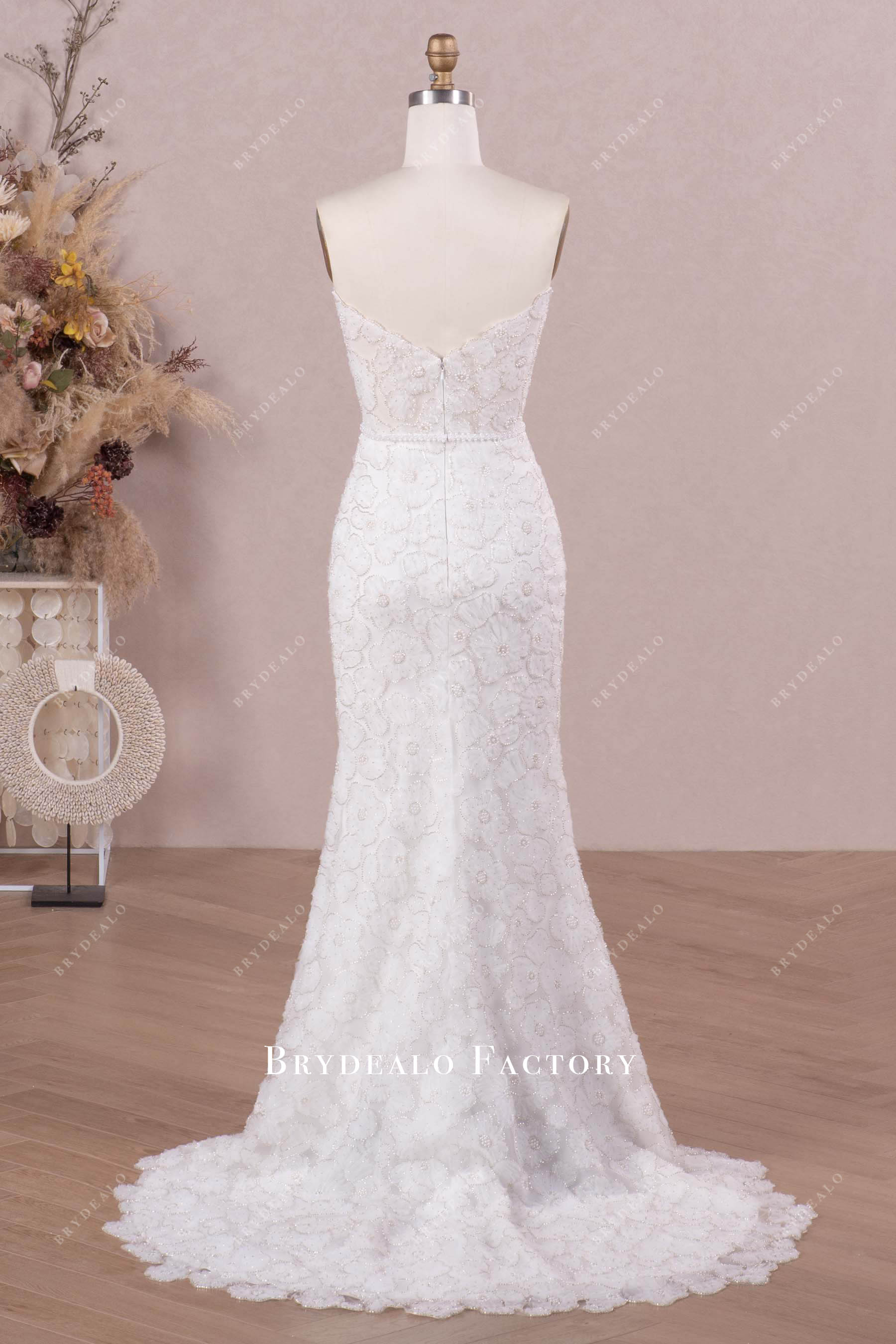 v cut back wedding dress