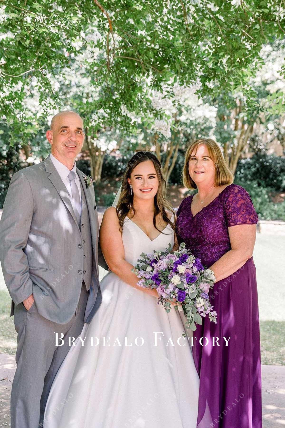 v neck a line wedding dress