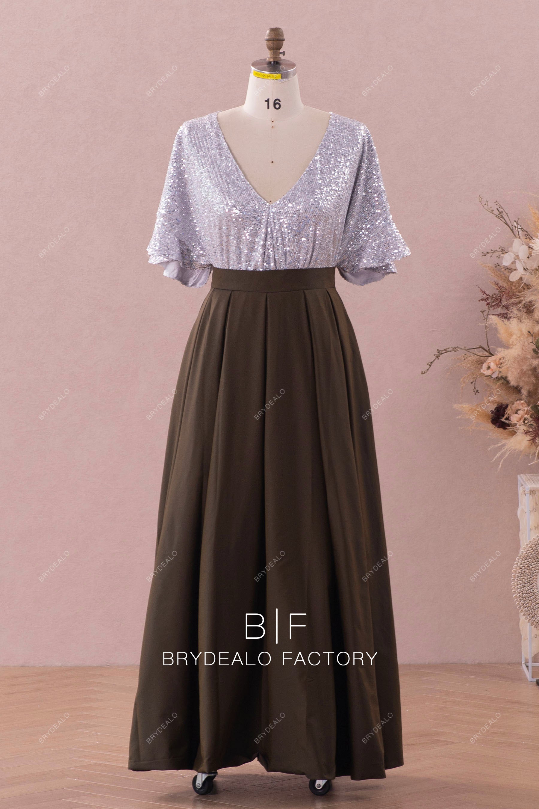 v neck mother of bride dress