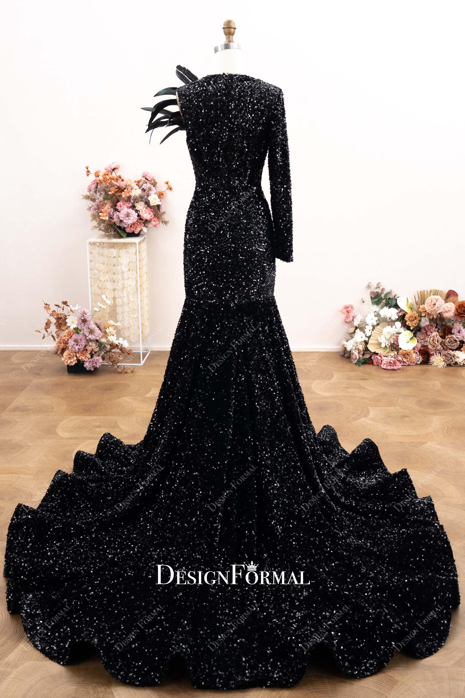 velvet sequin mermaid prom dress