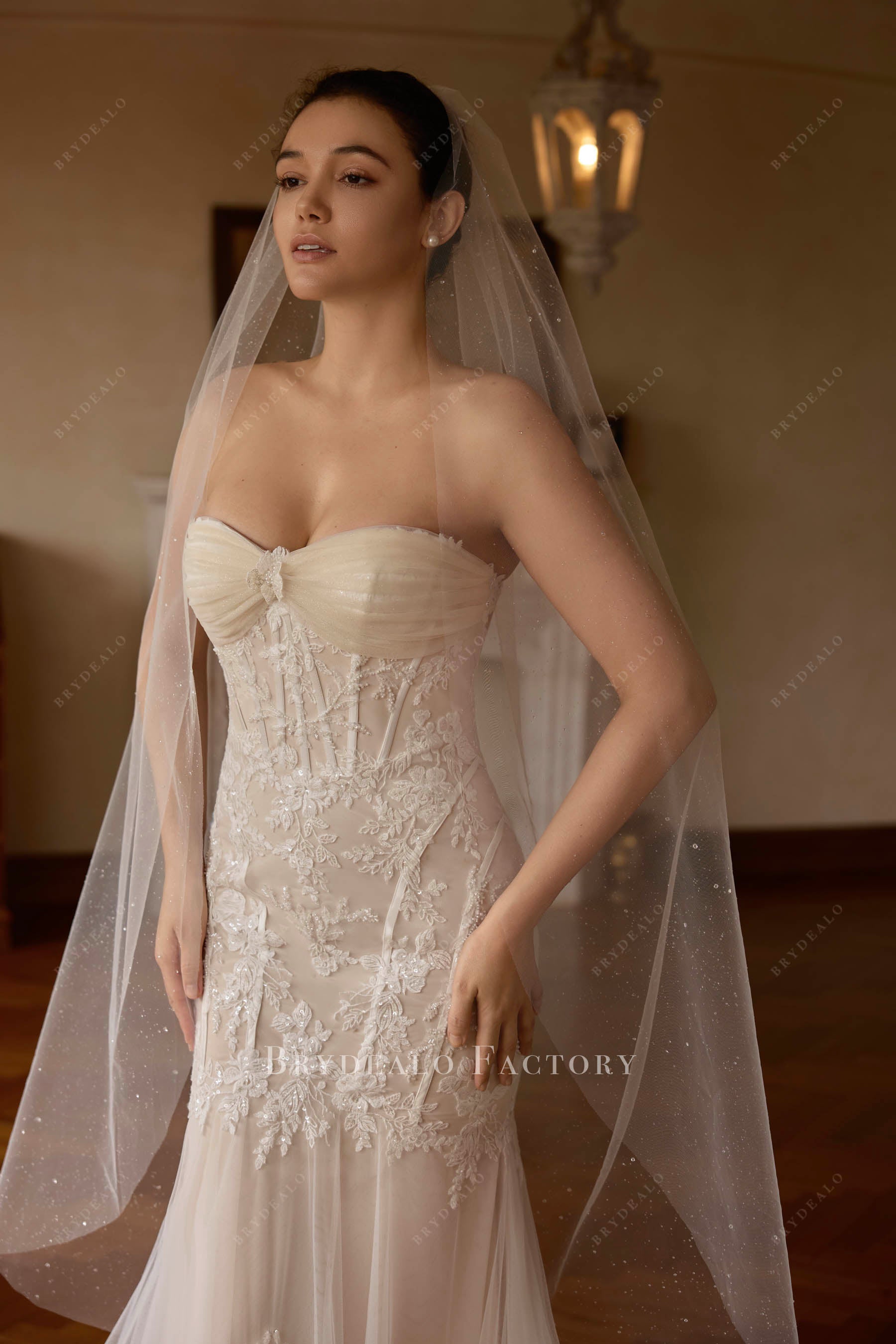 waltz length bridal veil