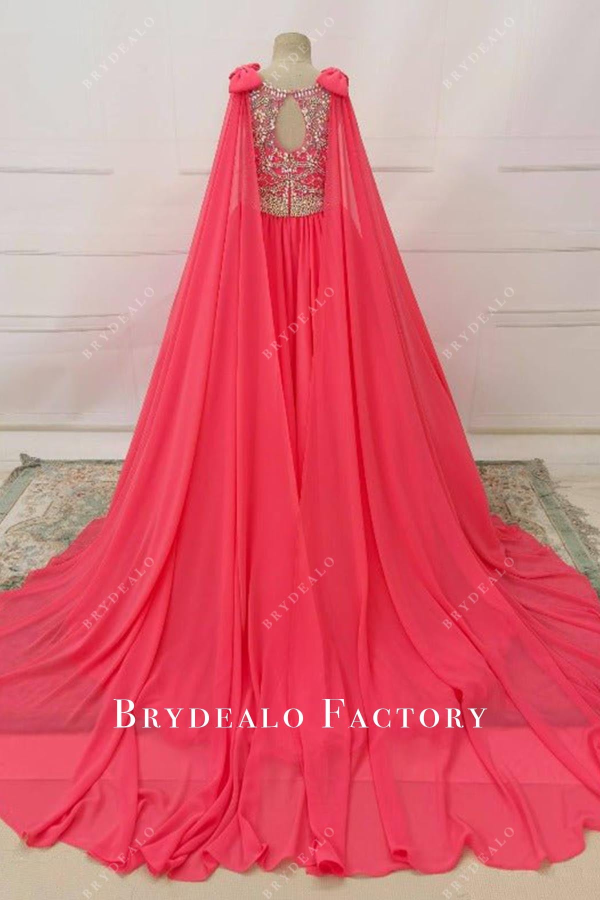 watermelon cape pageant dress