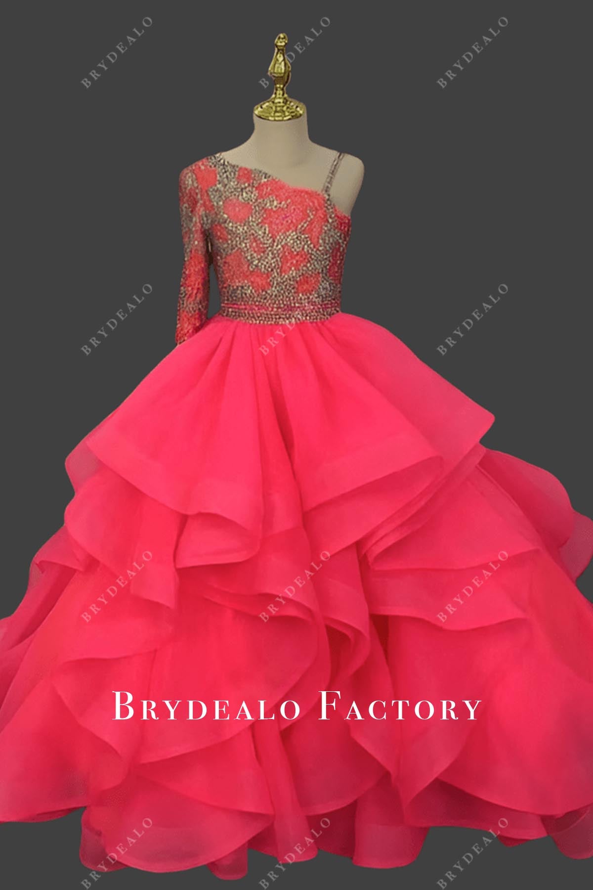 watermelon ruffled pageant dress