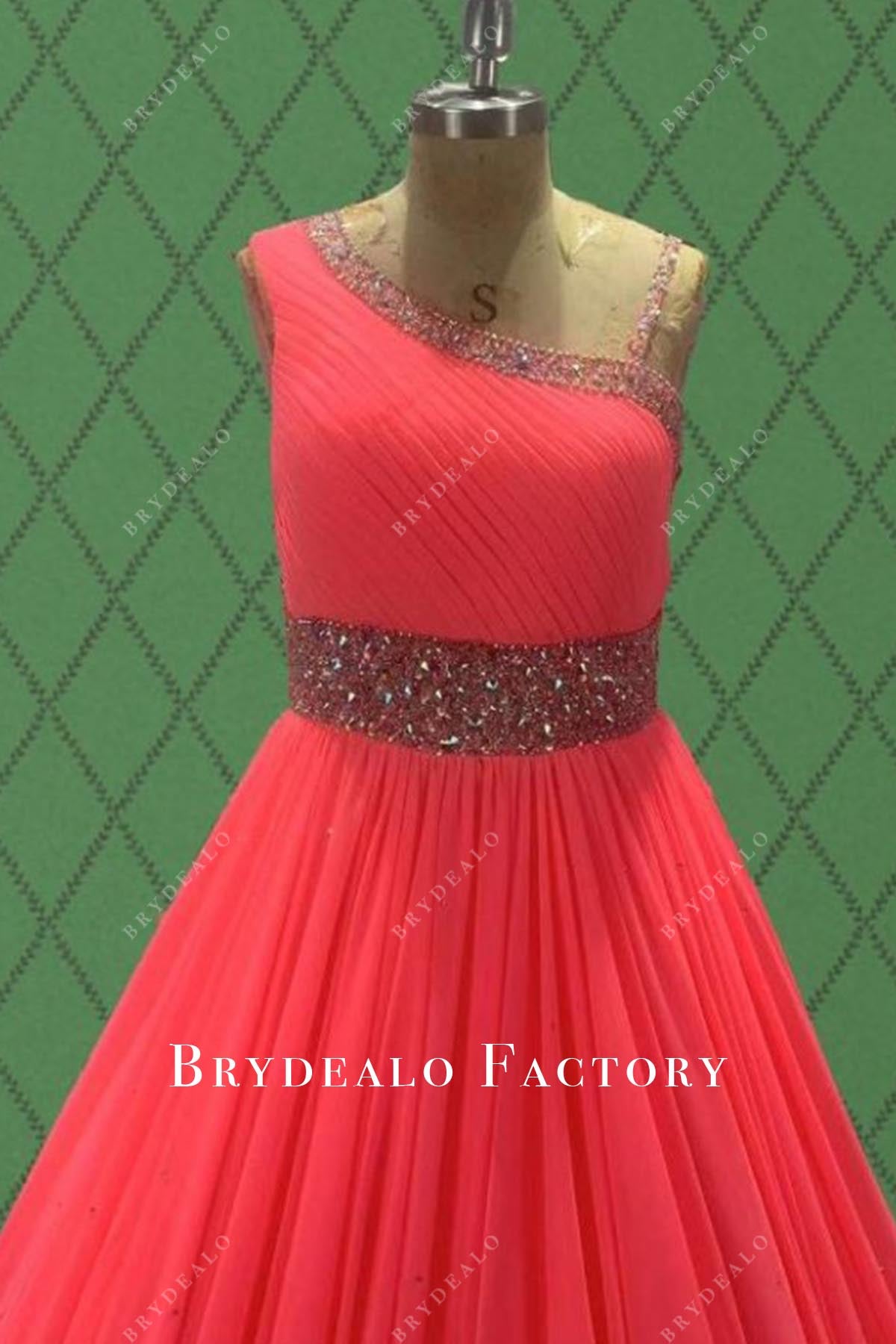watermelon sleeveless pageant dress
