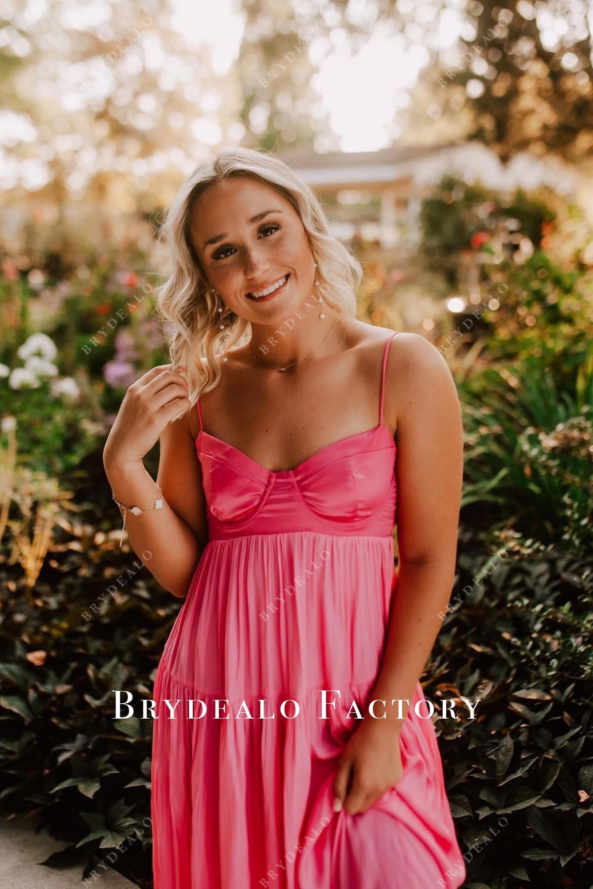 Watermelon Spaghetti Straps V-Neck A-Line Formal Dress Watermelon Spaghetti Straps V-Neck A-Line Formal Dress