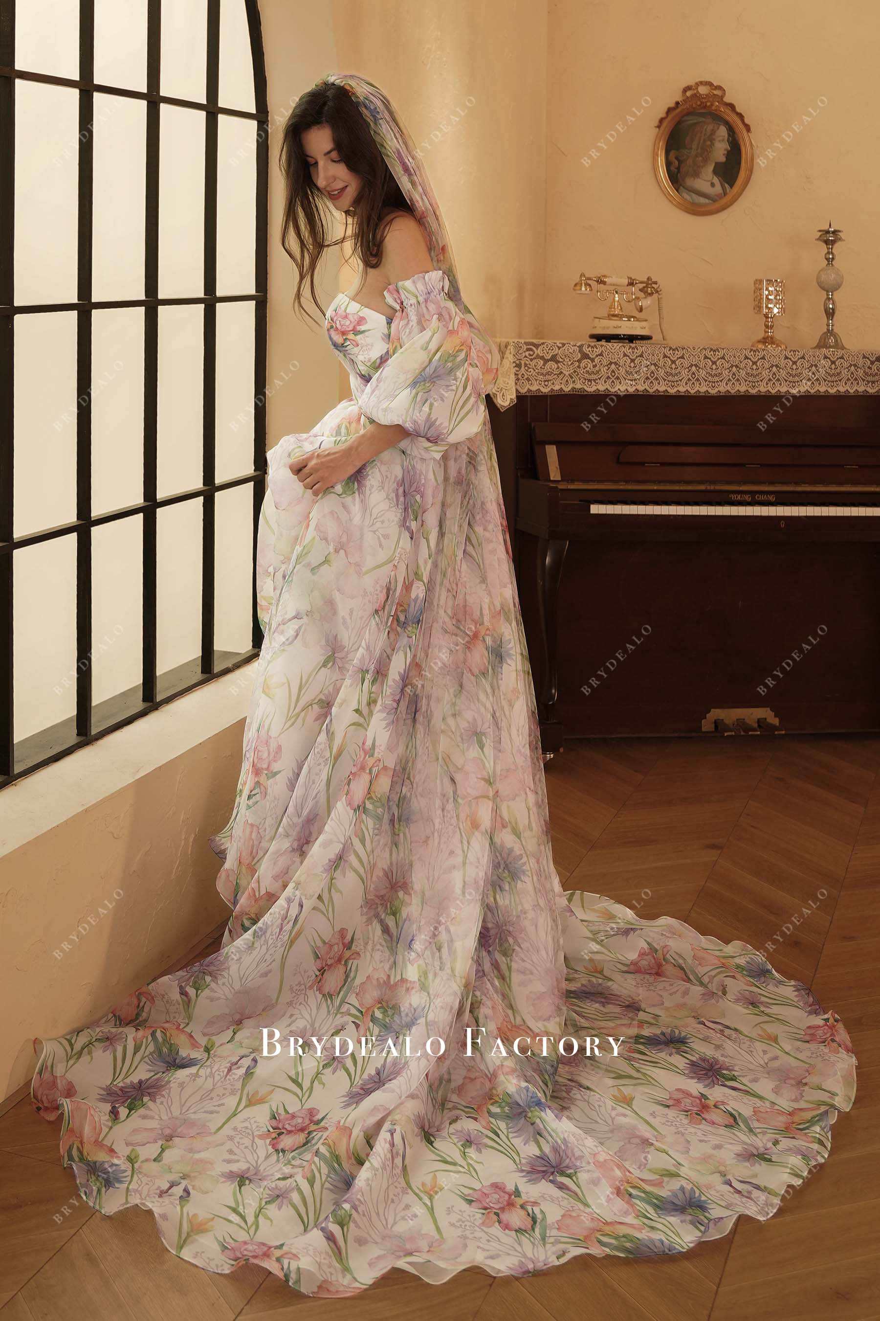 wedding dress with matching veil