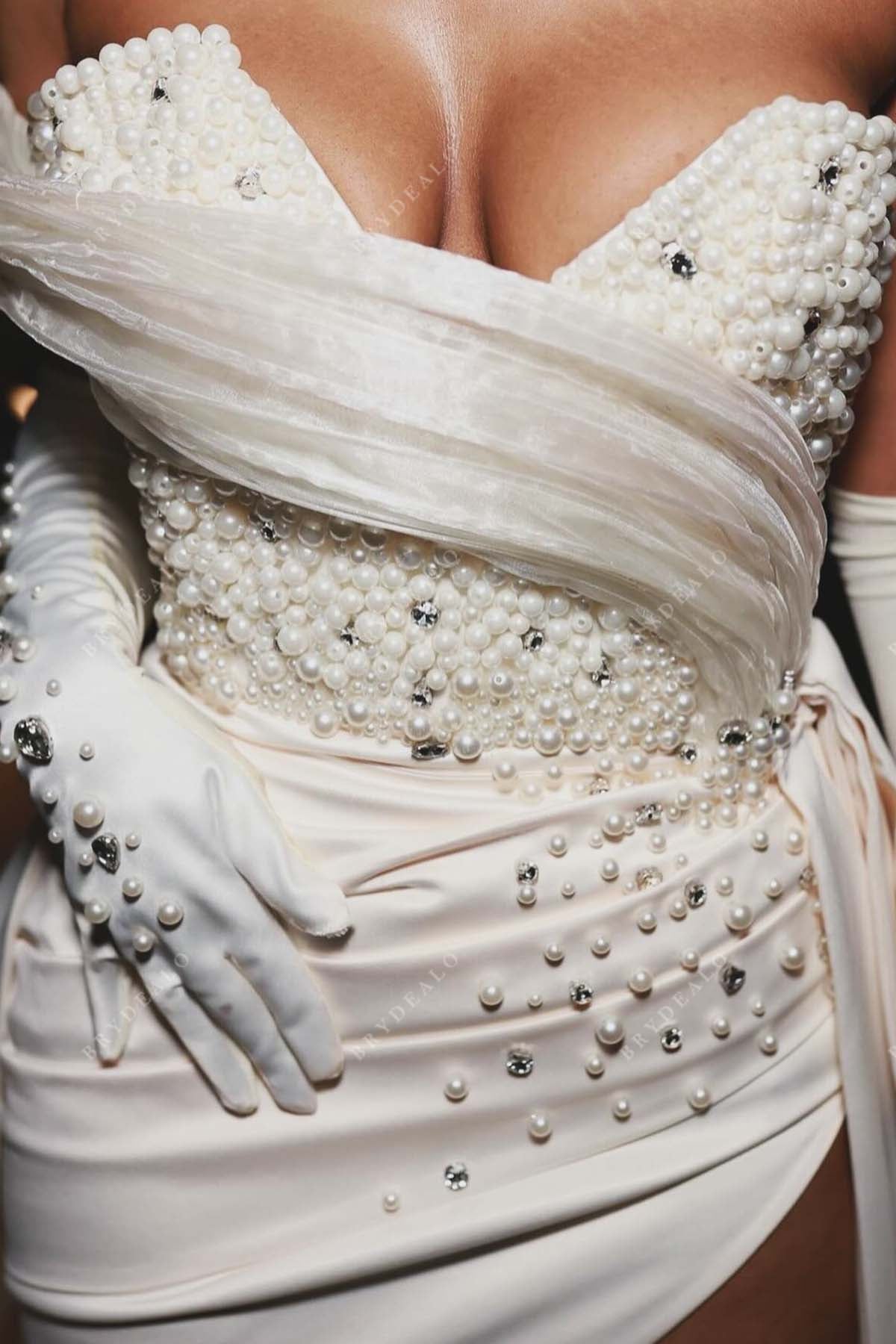 white beaded prom dress