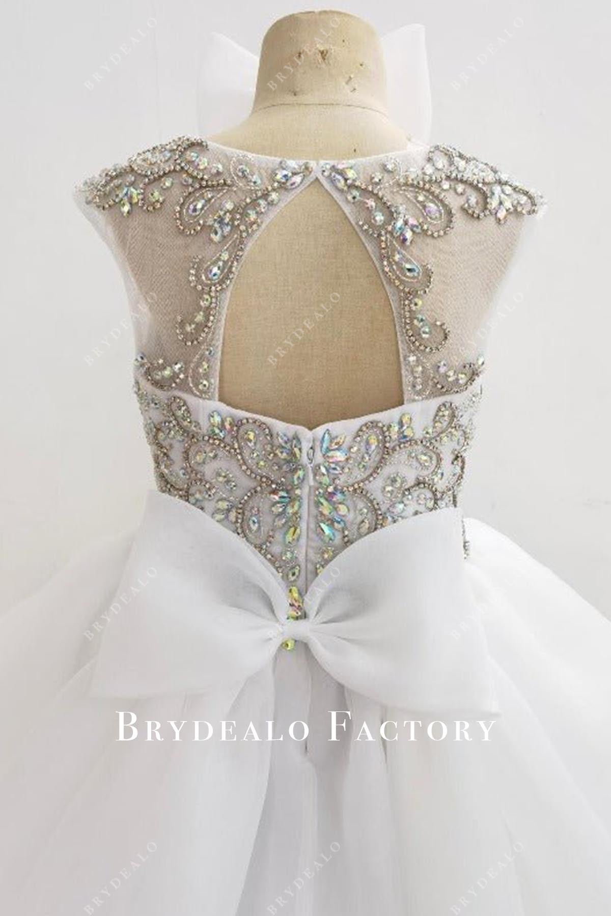 white bowknot flower girl dress