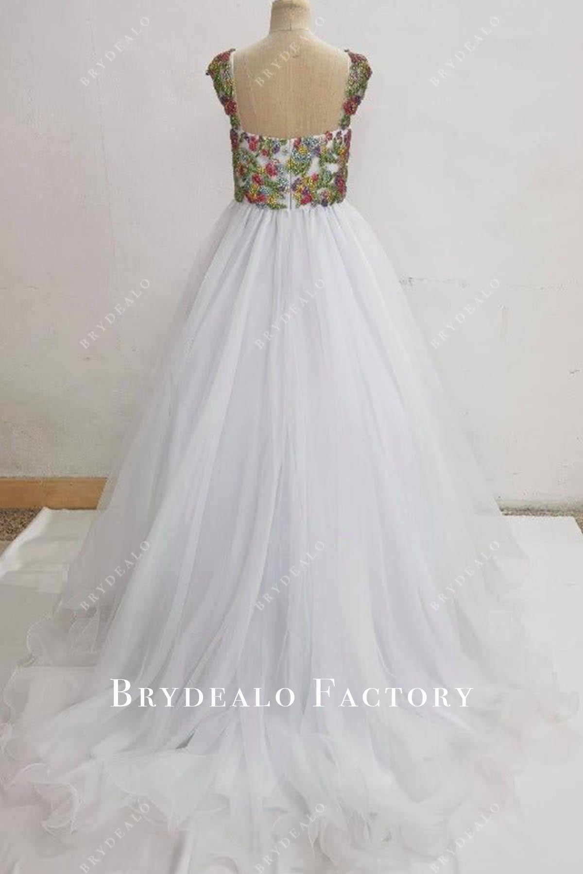 white court train pageant dress