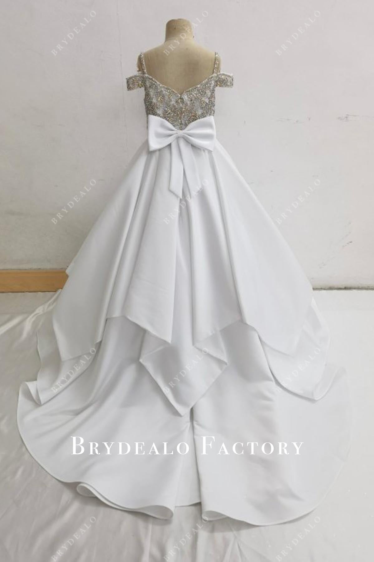 white court train pageant dress