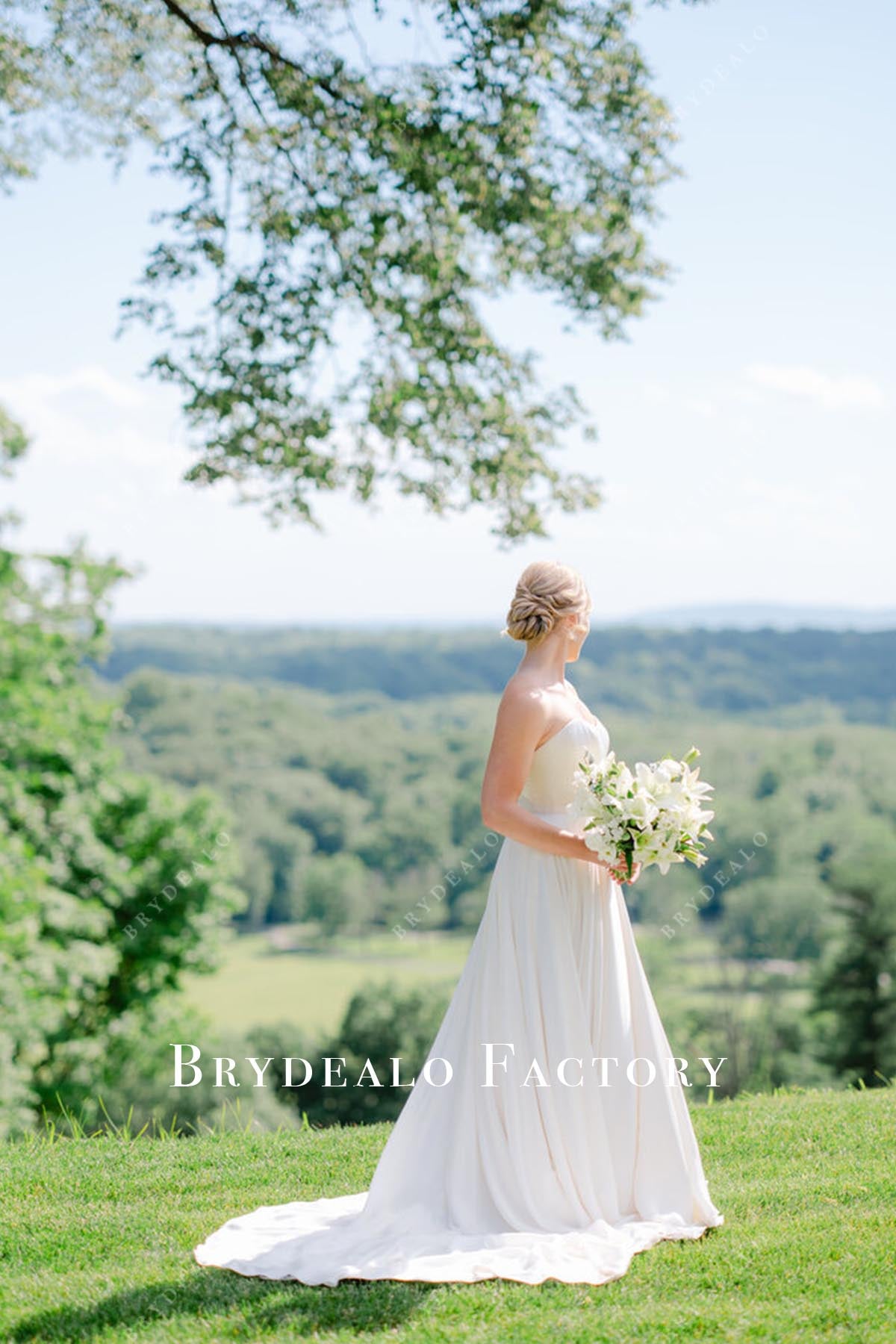 white court train wedding dress