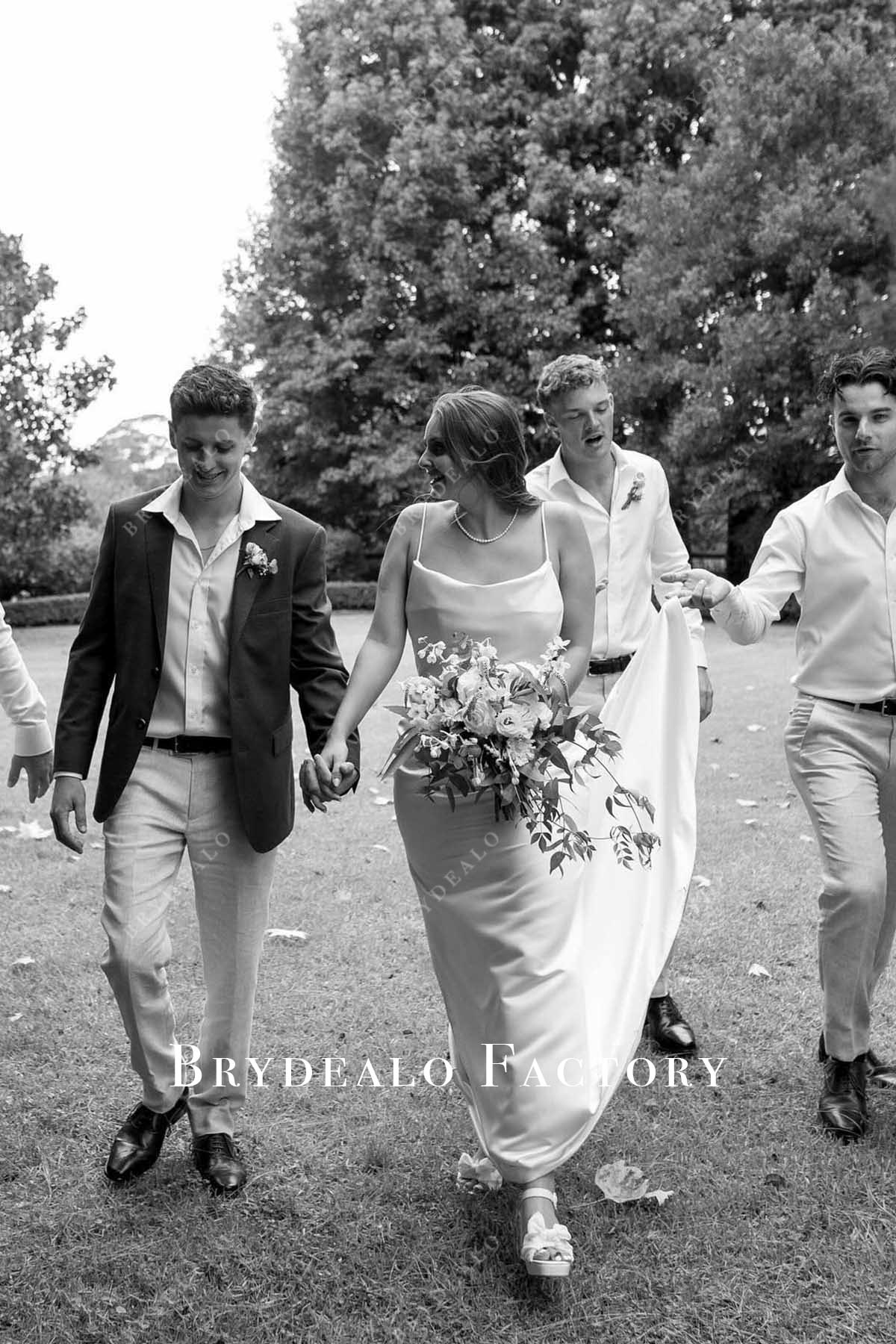 white cowl neck mermaid wedding dress