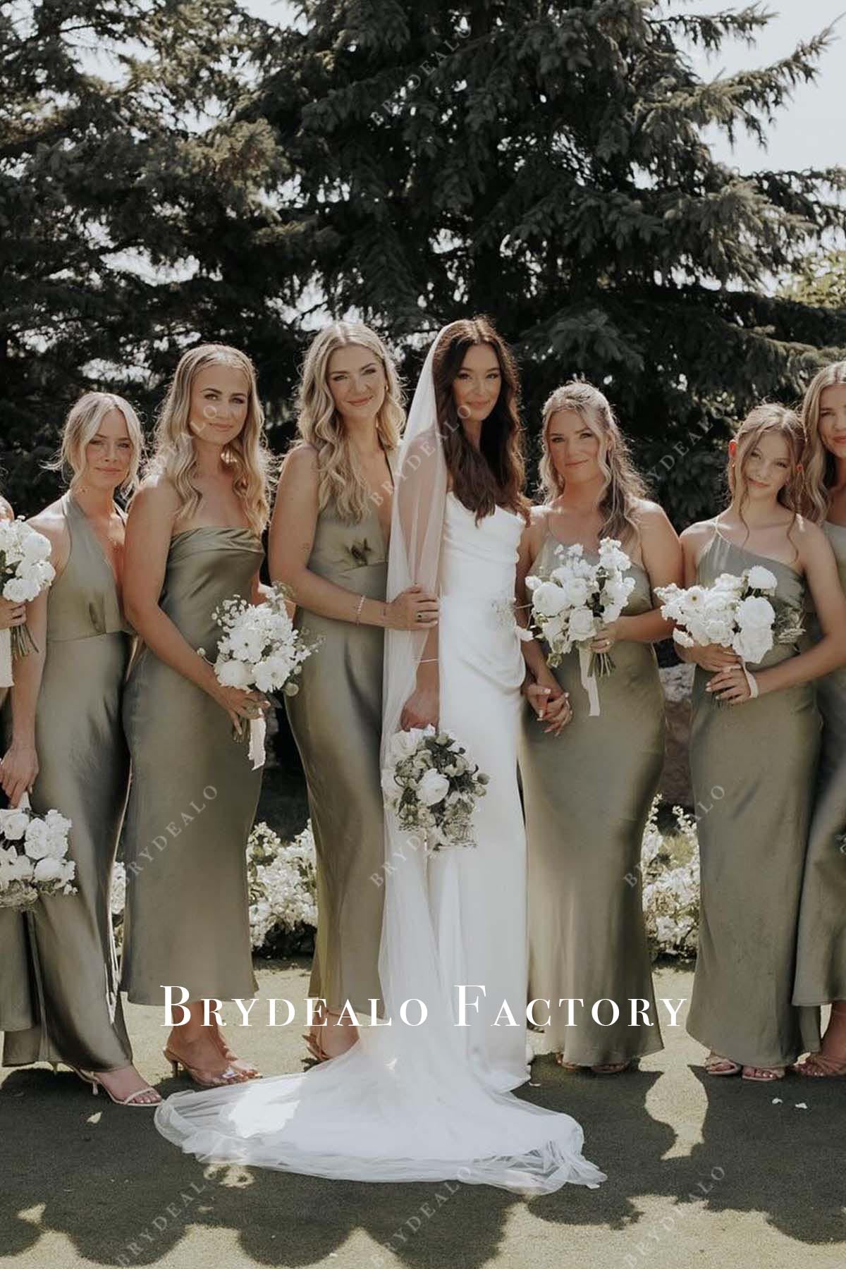 white cowl neck wedding dress