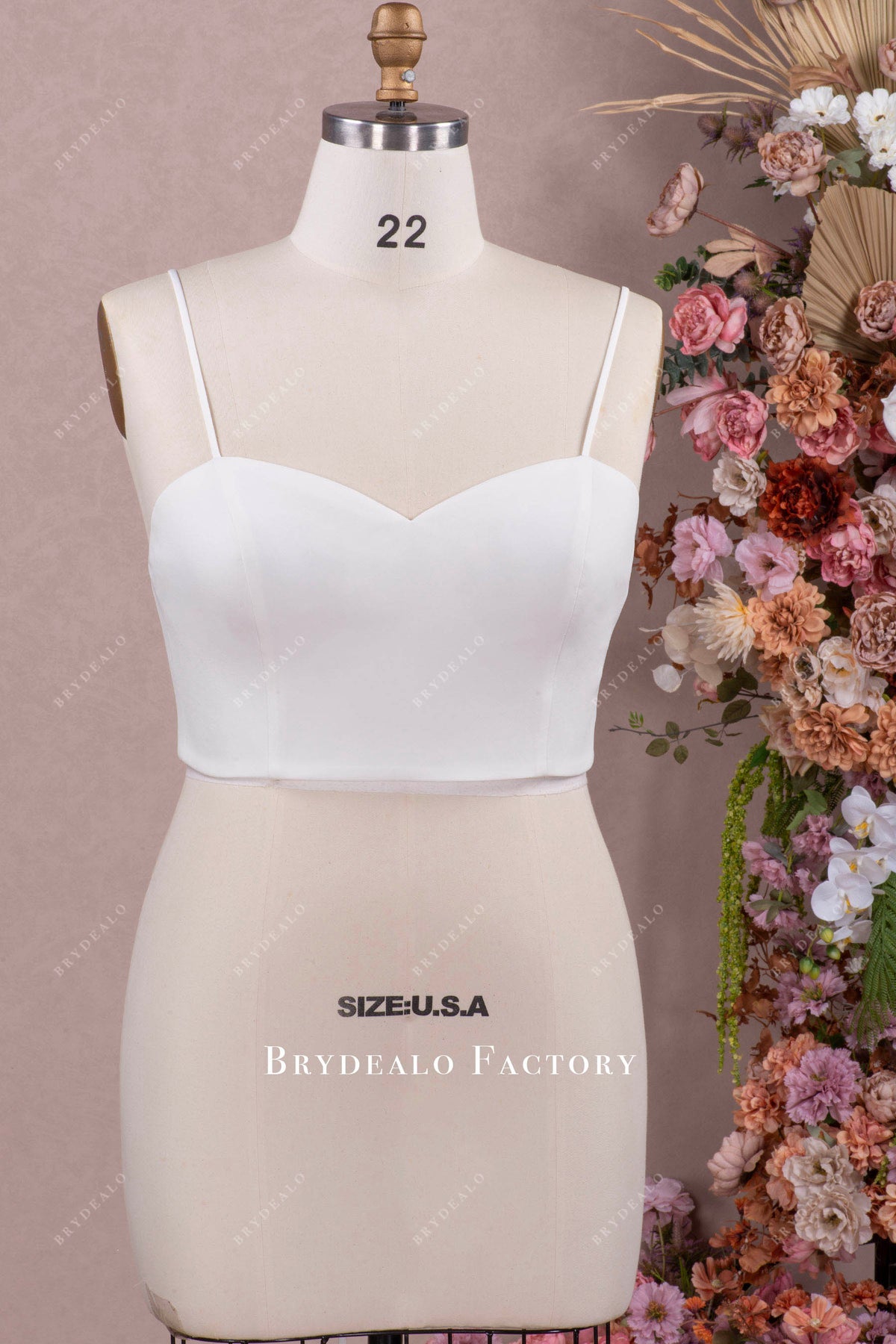 white crepe bridal crop top