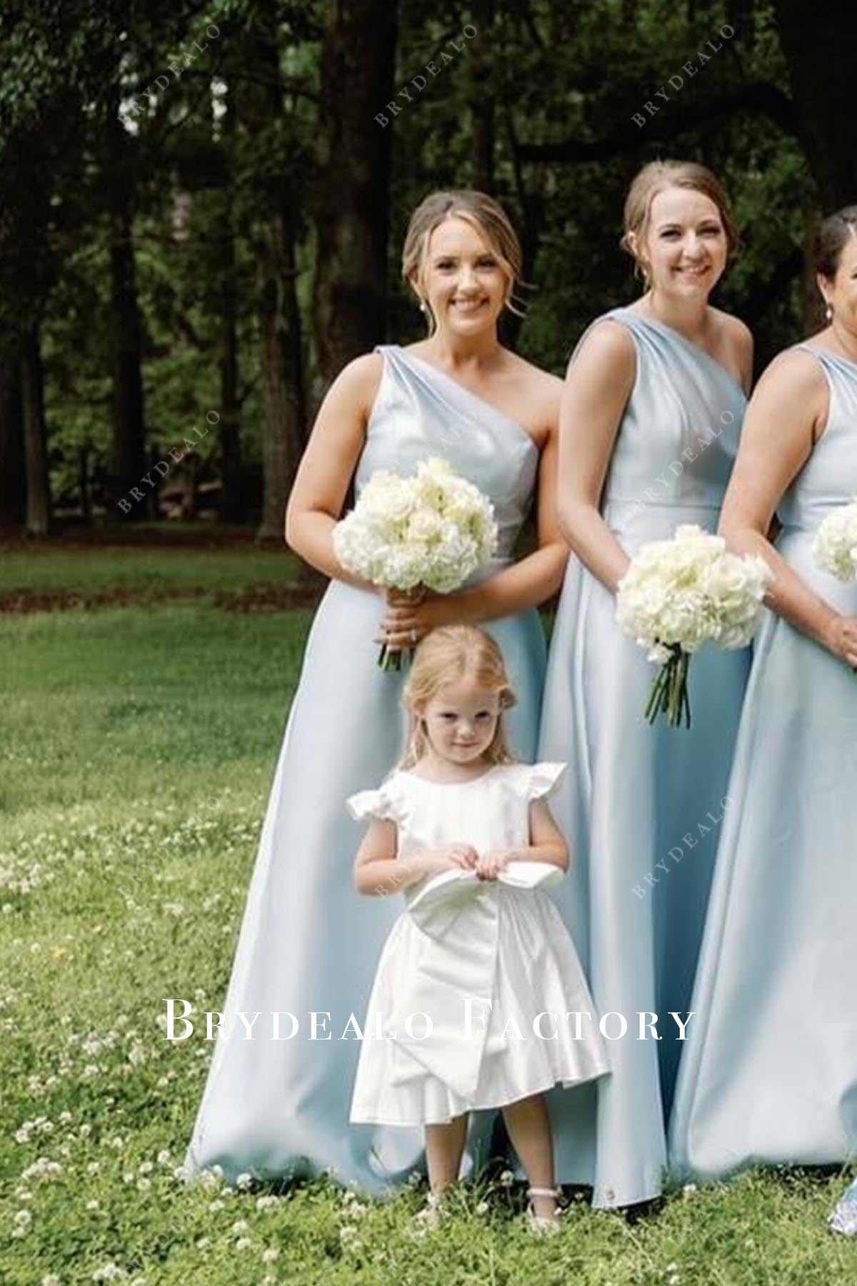 white flutter sleeves flower girl dress