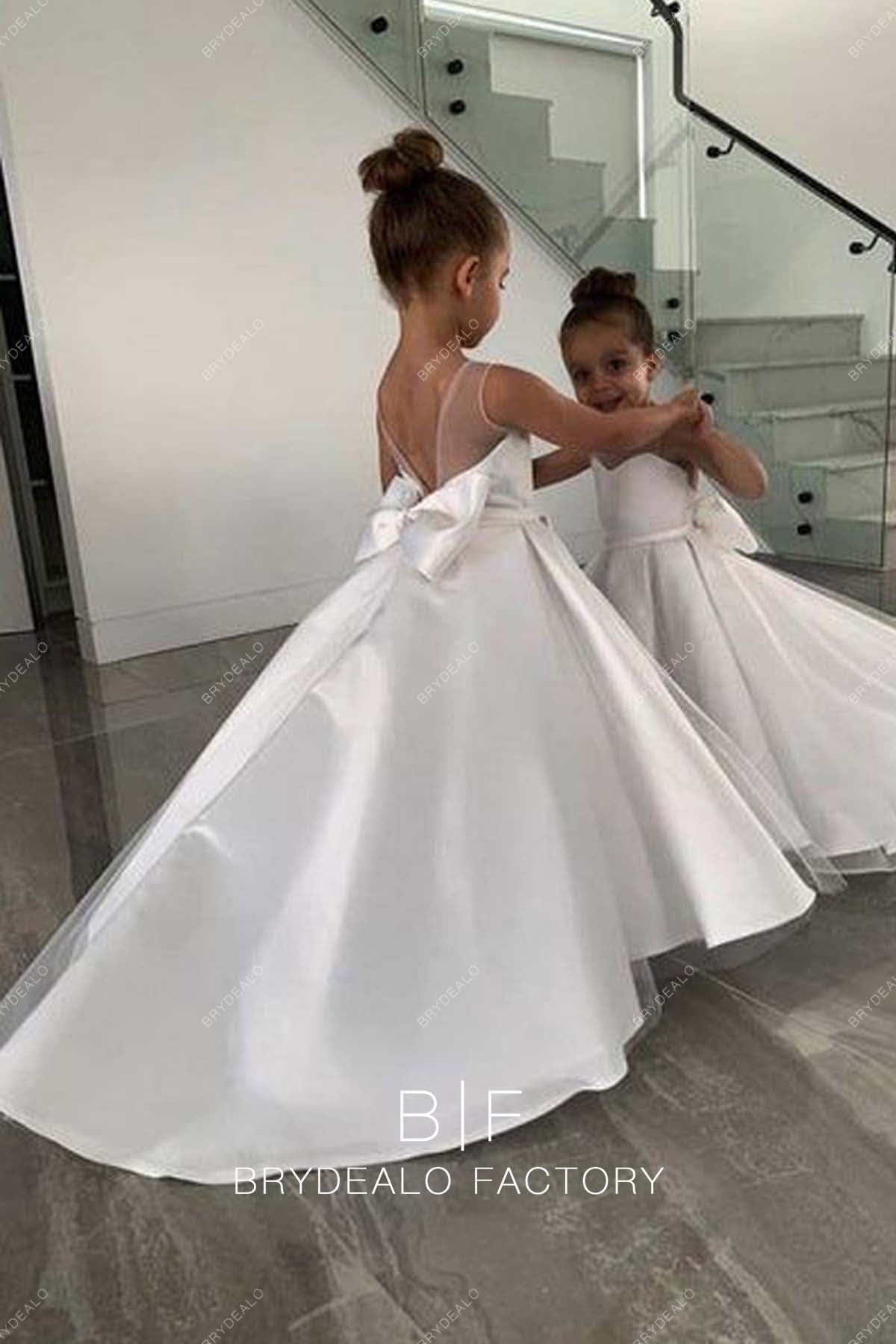White Mikado Designer V-back Ball Gown Flower Girl Dresses White Mikado Designer V-back Ball Gown Flower Girl Dresses
