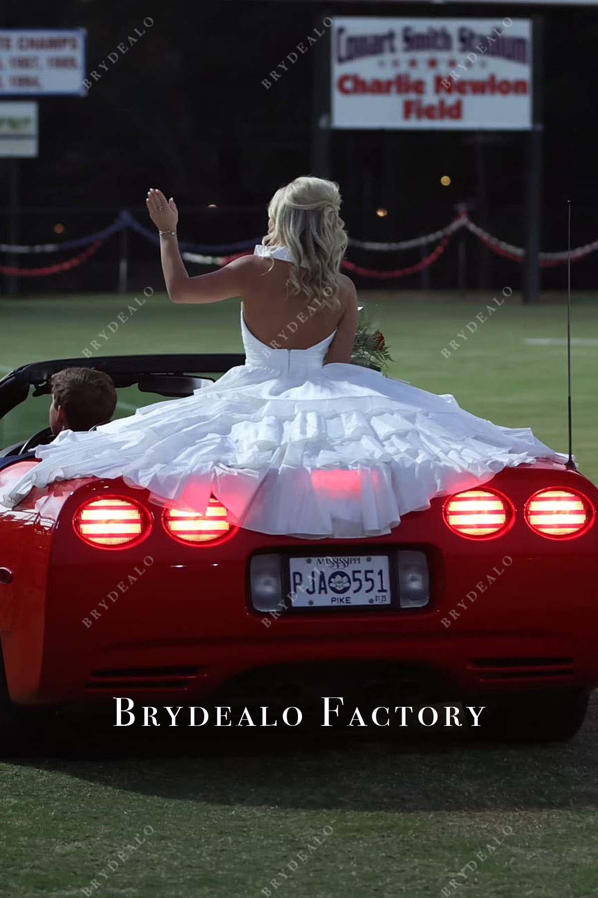 white open back a line homecoming dress