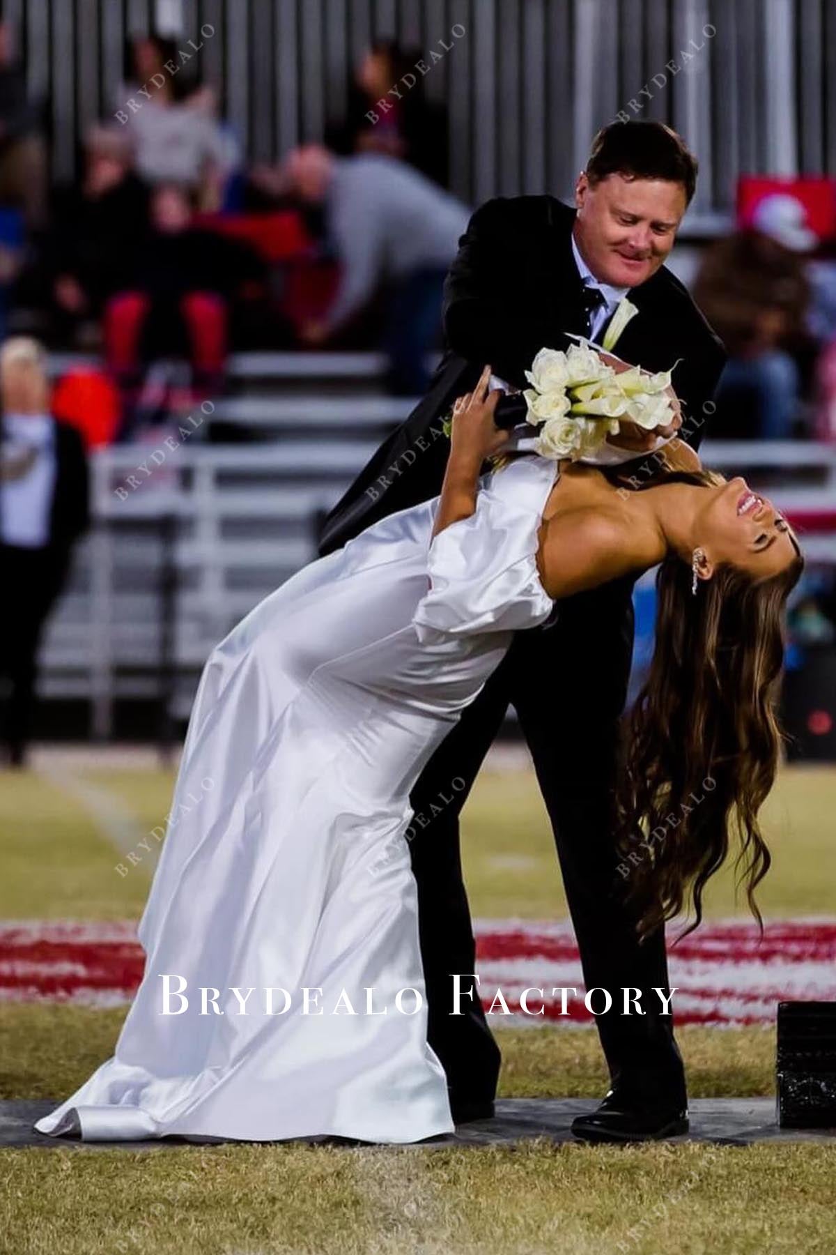 white open back homecoming dress