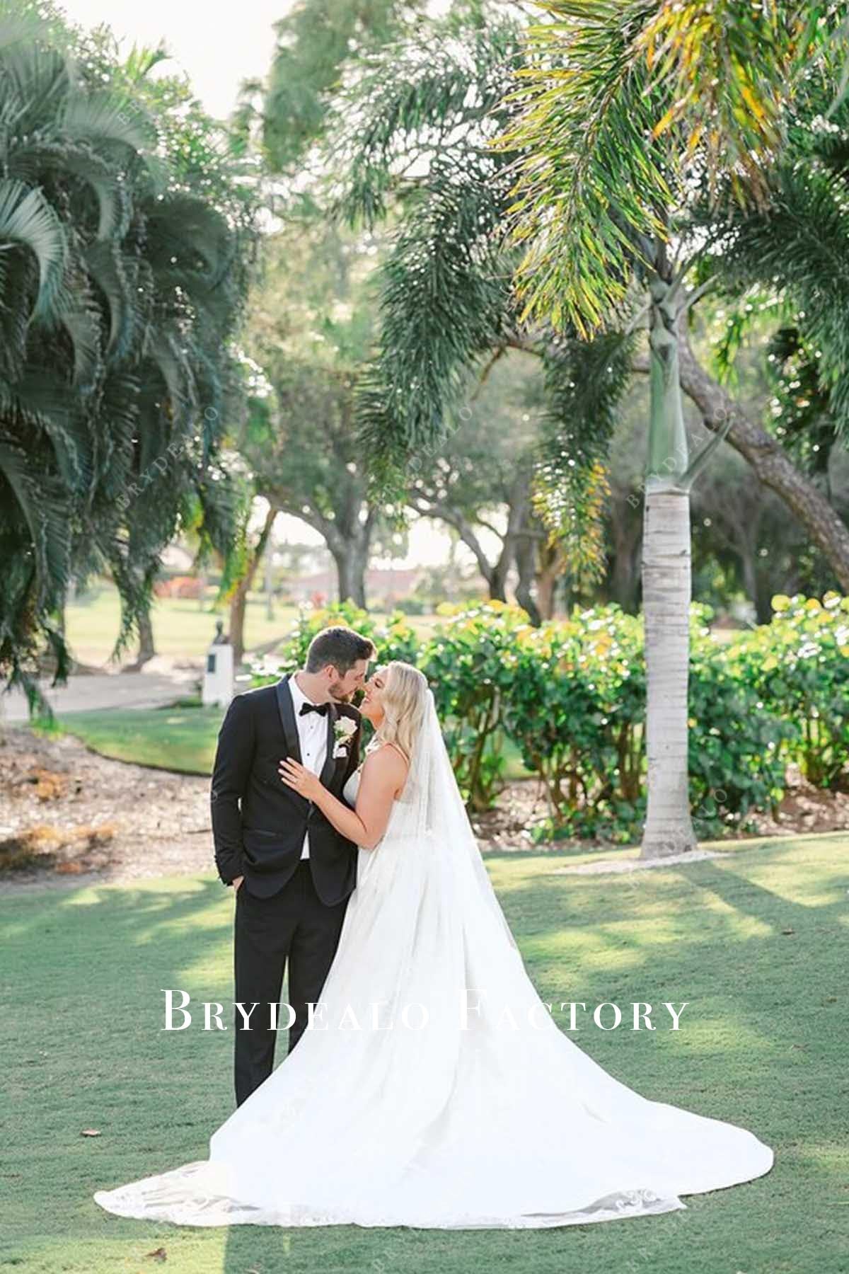 white open back wedding dress