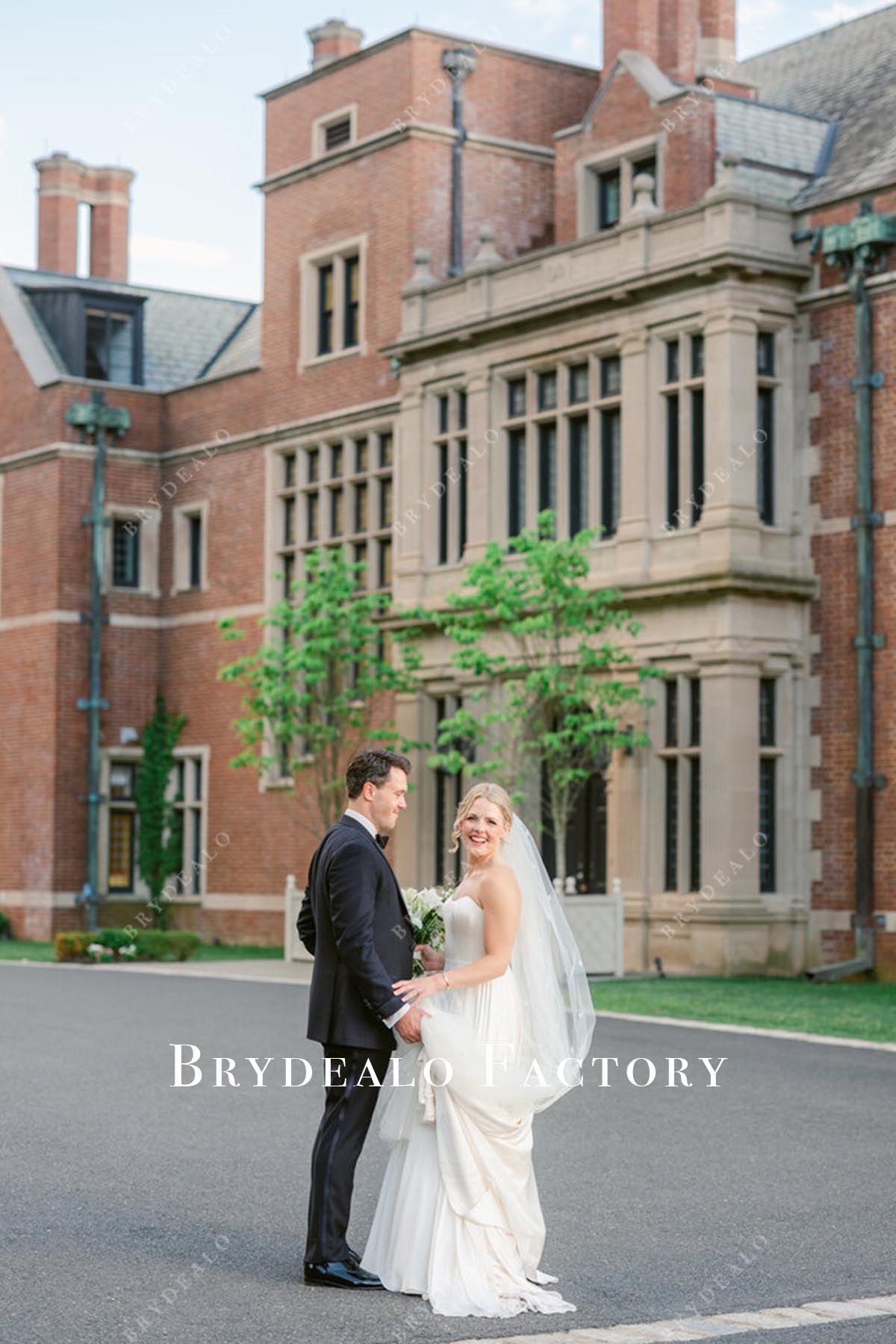white open back wedding dress