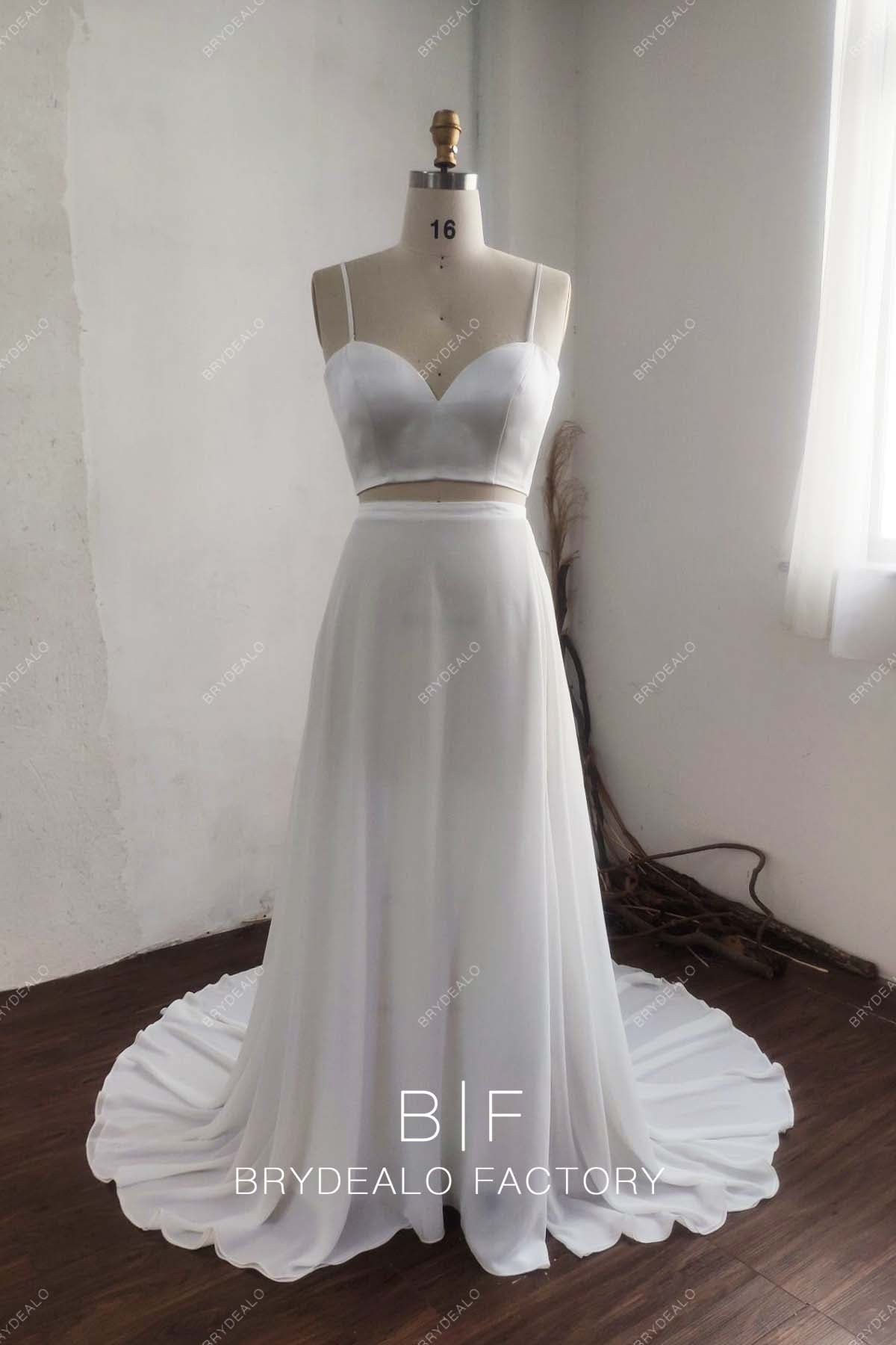 sachin and babi light blue dress Simple Satin Chiffon Two-piece Boho Sleeveless Plus Size Bridal Dress