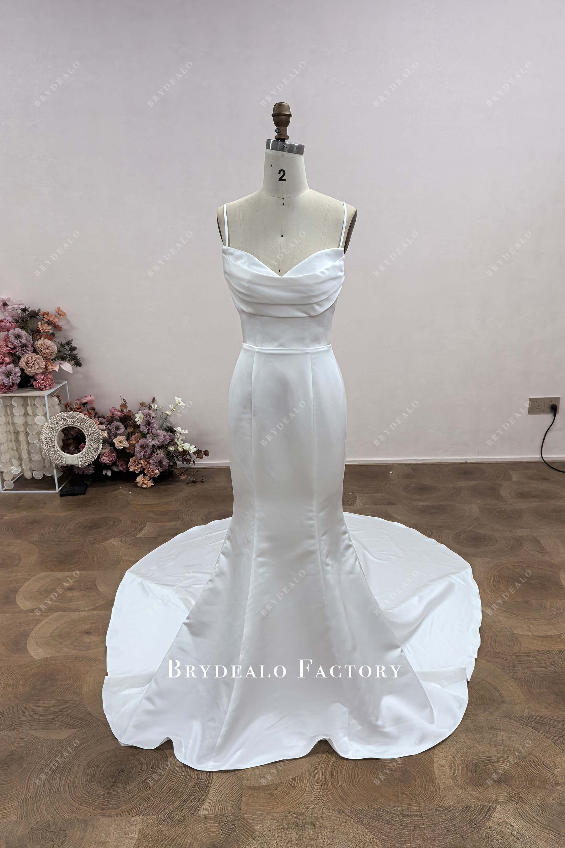 white satin custom mermaid wedding dress