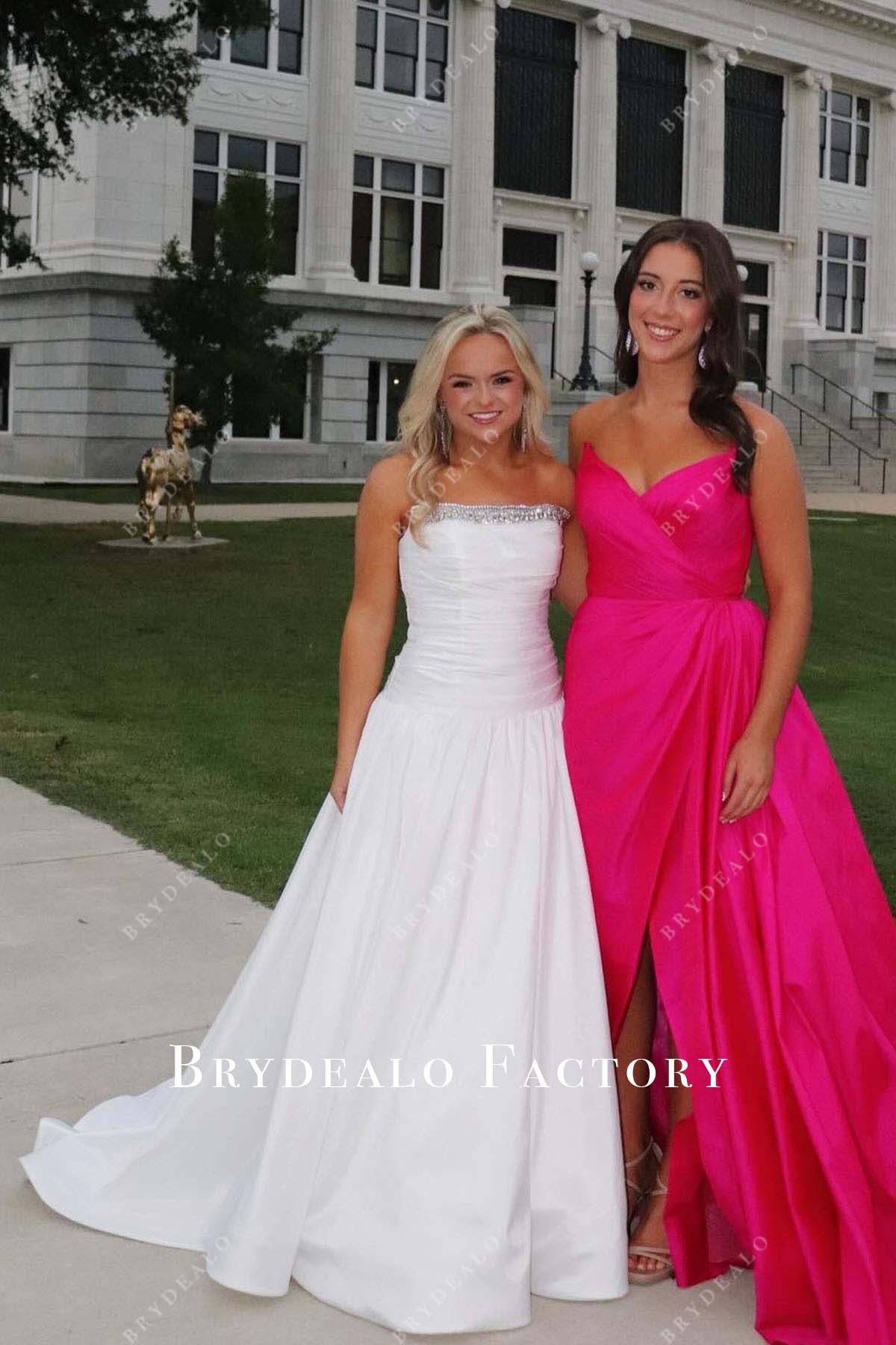 Homecoming Dress | White Strapless A-Line Court Train Formal Gown Homecoming Dress | White Strapless A-Line Court Train Formal Gown